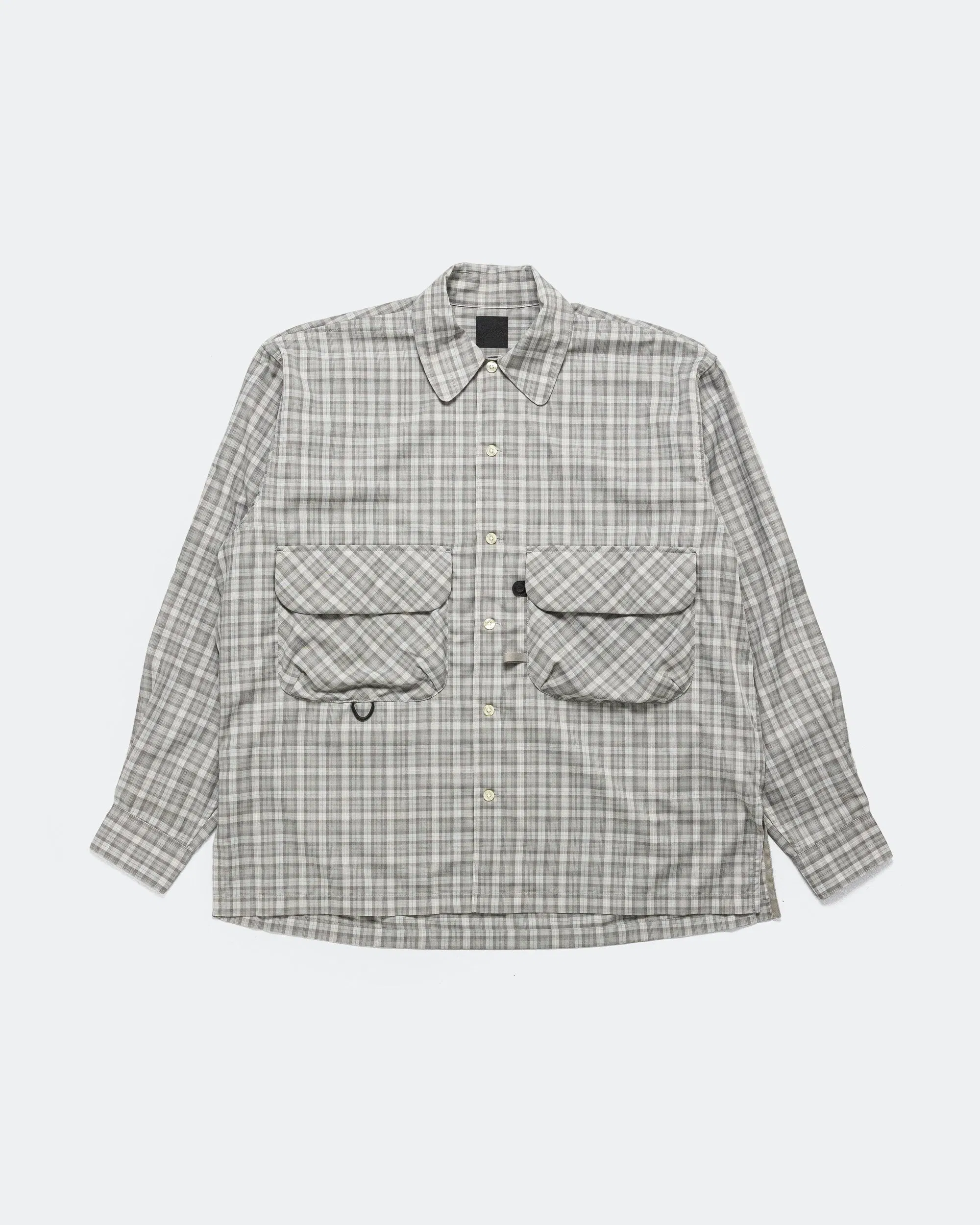DAIWA PIER39 Tech Sports Open Collar Shirt LS Plaid - Light Gray