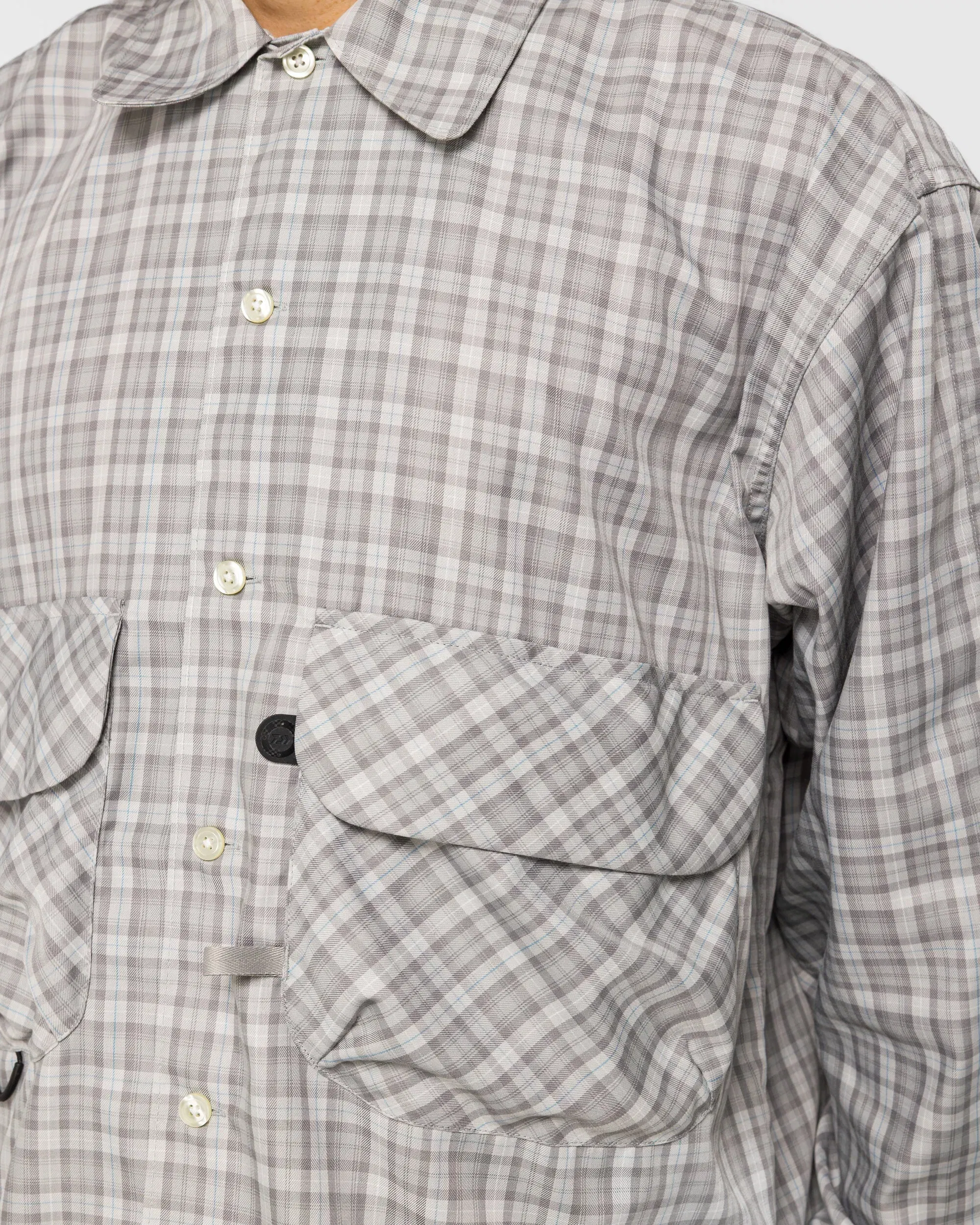 DAIWA PIER39 Tech Sports Open Collar Shirt LS Plaid - Light Gray
