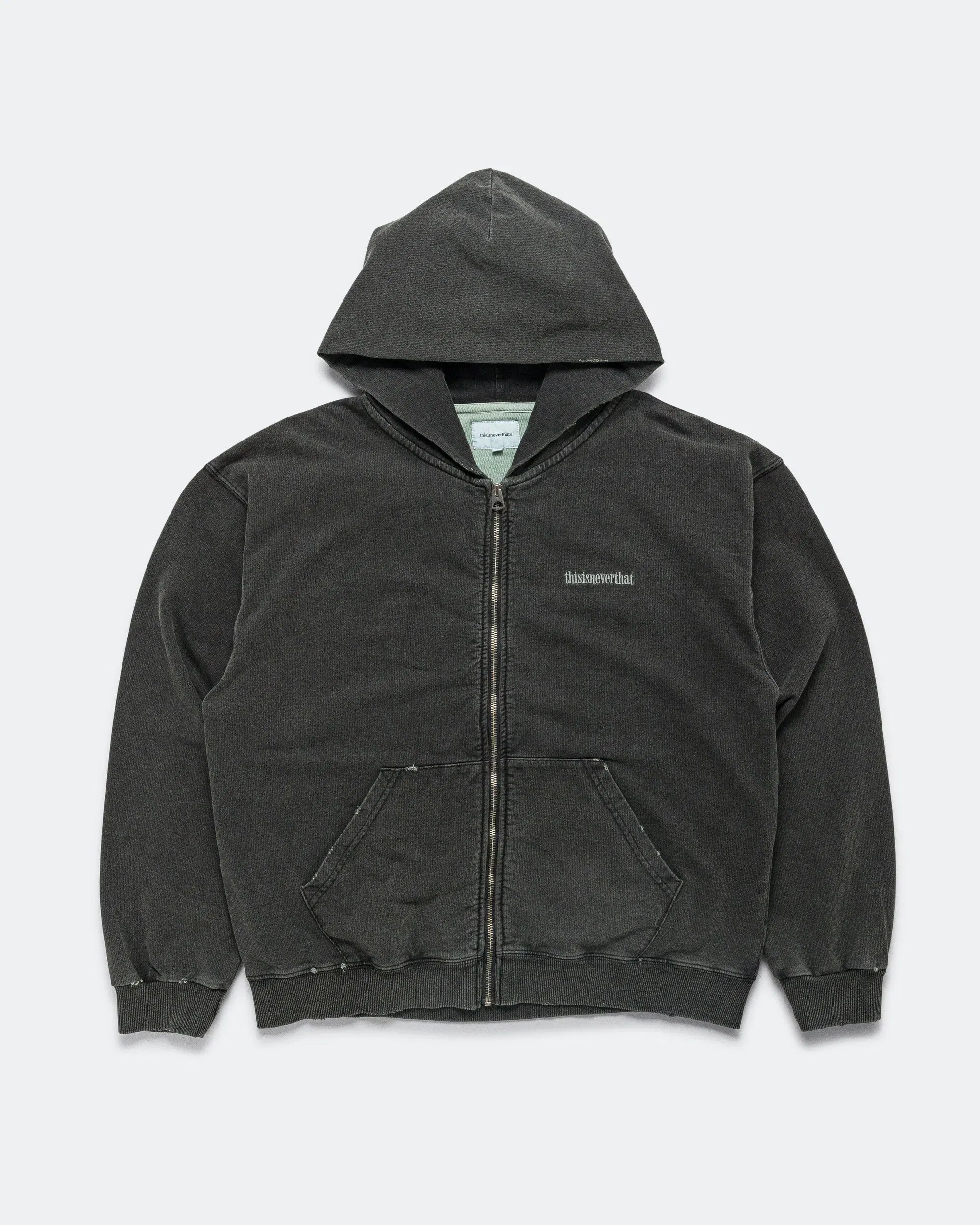 thisisneverthat Damaged Zip Up Hoodie - Faded Black