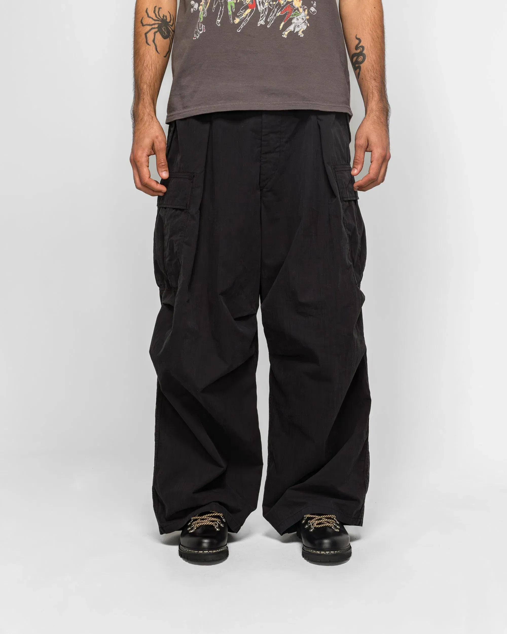 KAPITAL Rip Stop JUMBO Cargo Pants - Black