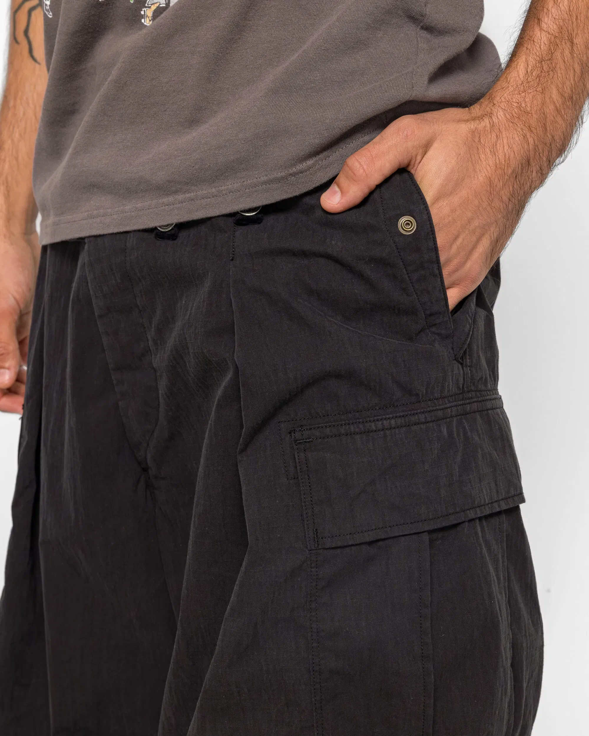 KAPITAL Rip Stop JUMBO Cargo Pants - Black