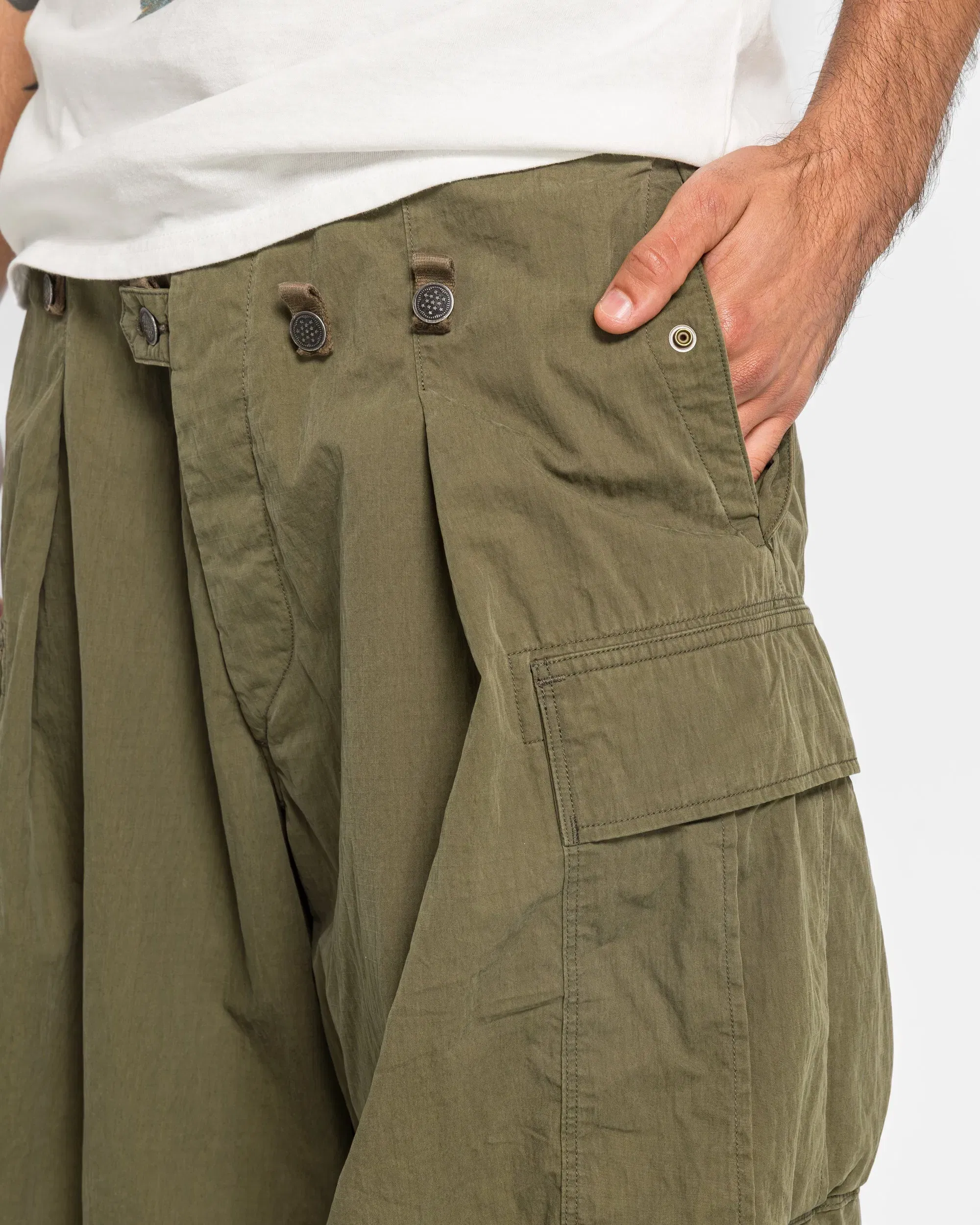 KAPITAL Rip Stop JUMBO Cargo Pants - Khaki