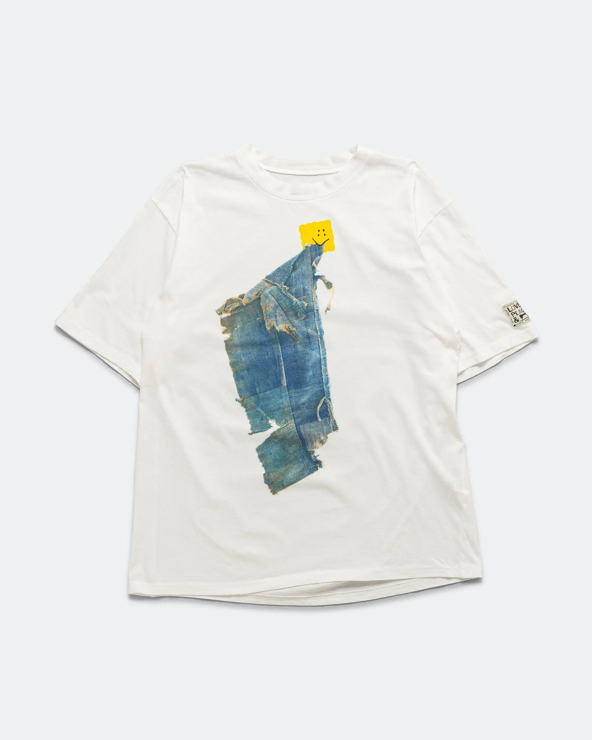 KAPITAL 20/-Jersey Crew T (PECKISH BORO PIECE) - White