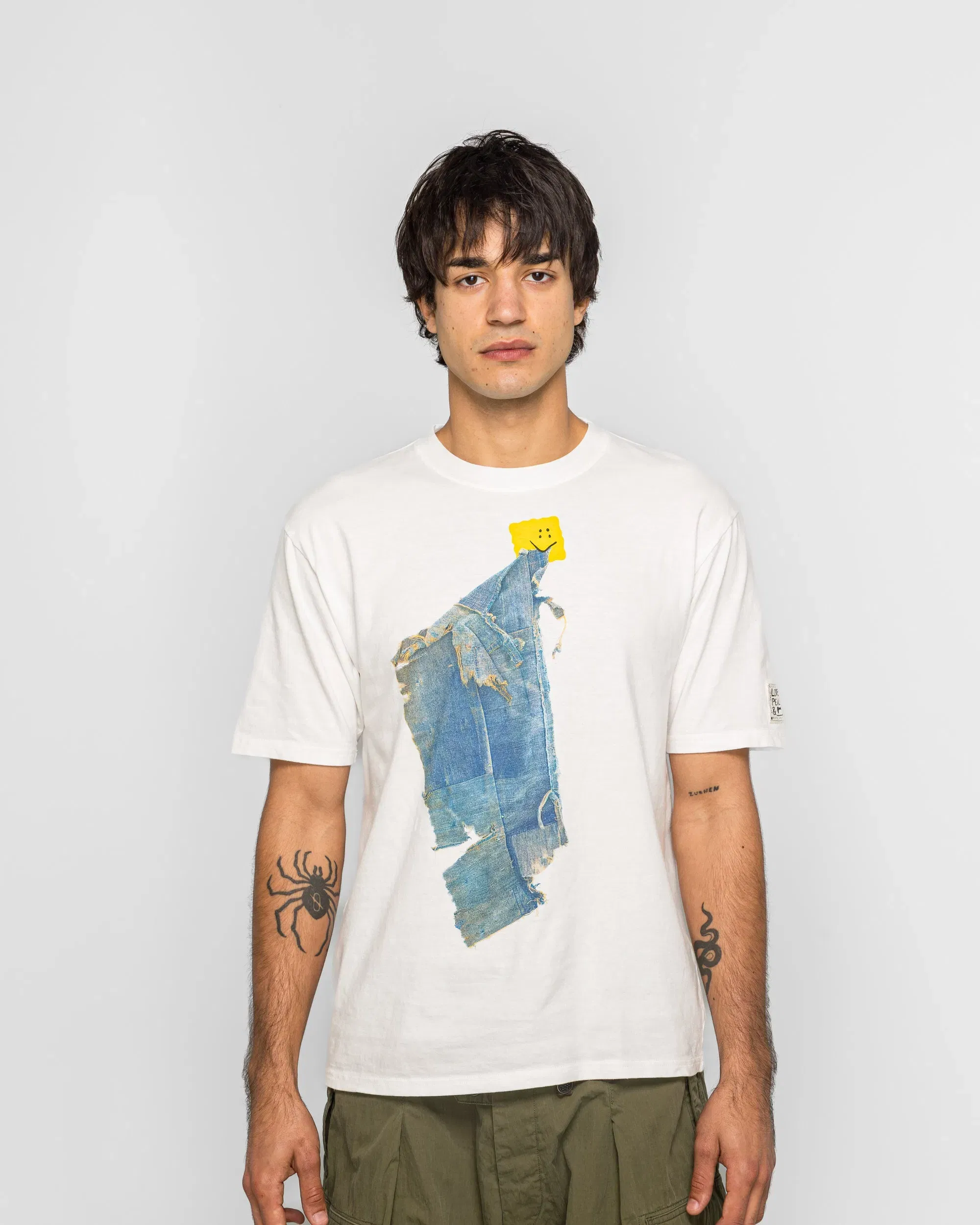 KAPITAL 20/-Jersey Crew T (PECKISH BORO PIECE) - White
