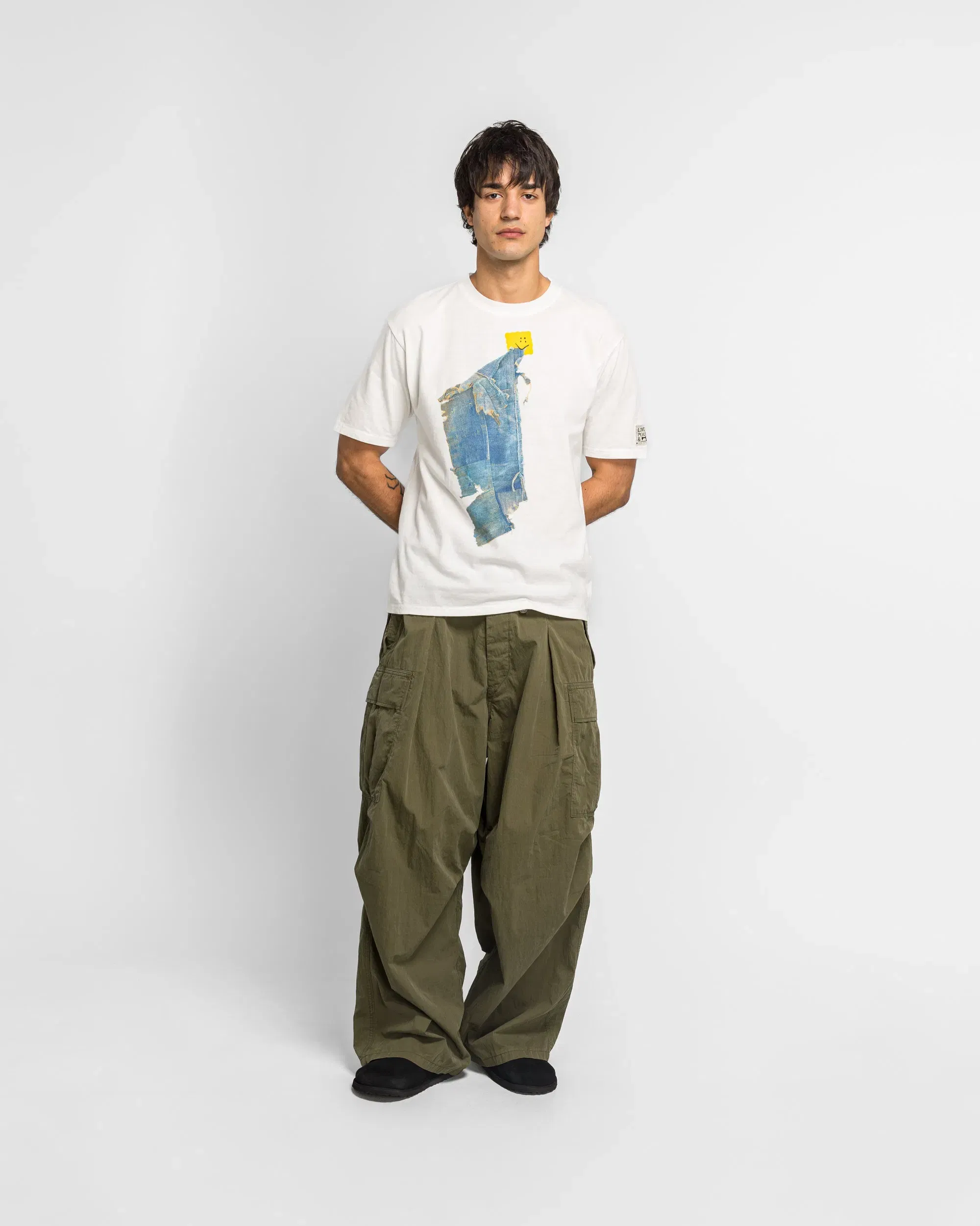 KAPITAL 20/-Jersey Crew T (PECKISH BORO PIECE) - White