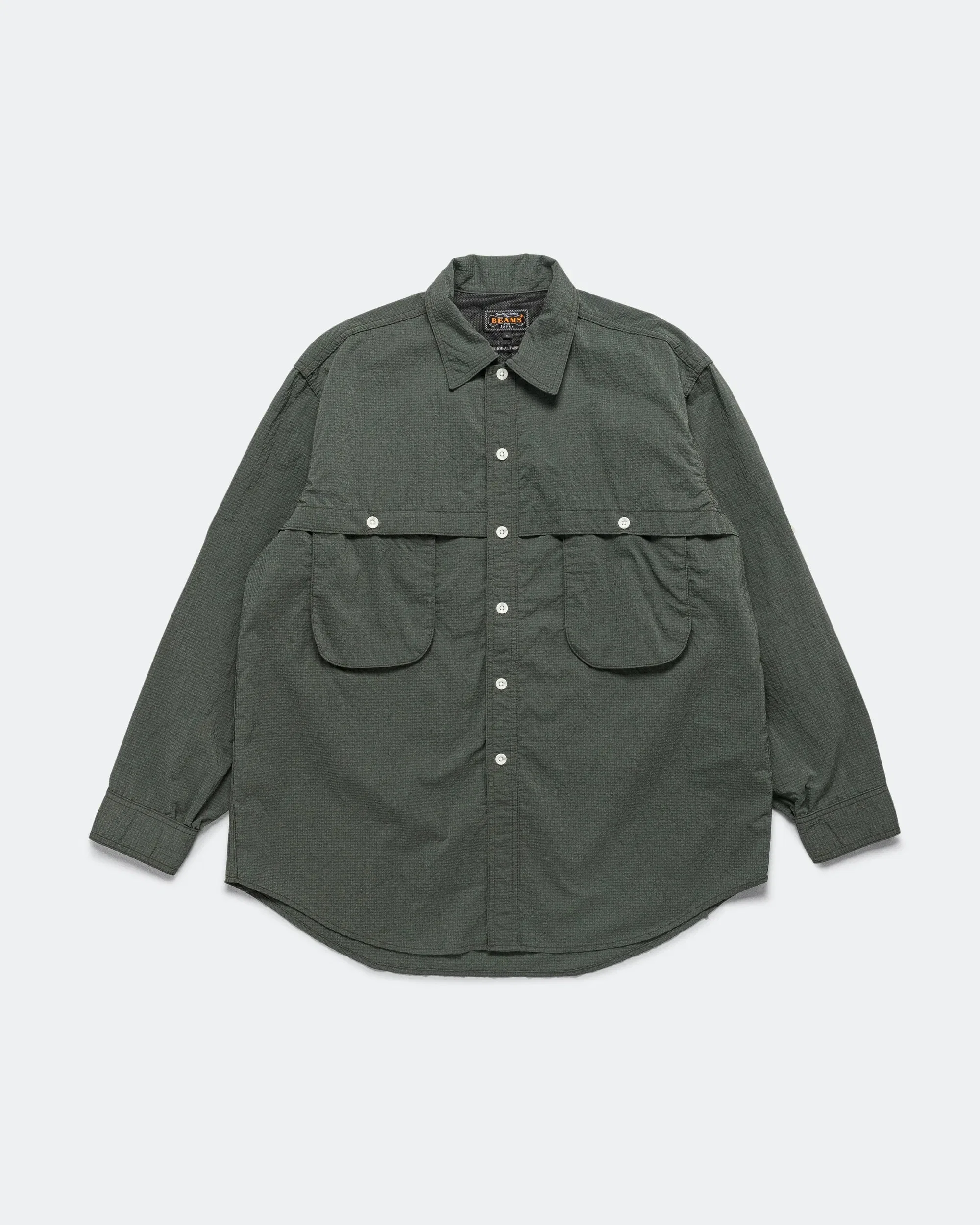 BEAMS PLUS Adventure Shirt IV Seersucker Gingham - Green/Black
