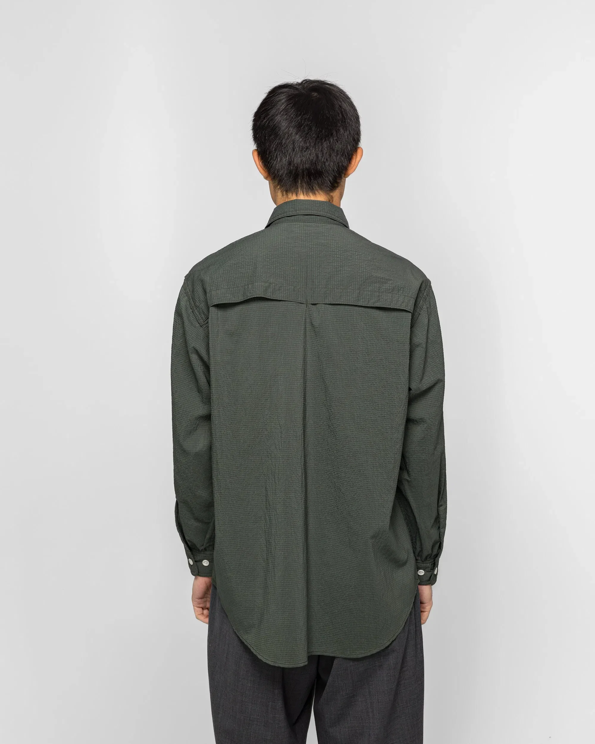 BEAMS PLUS Adventure Shirt IV Seersucker Gingham - Green/Black