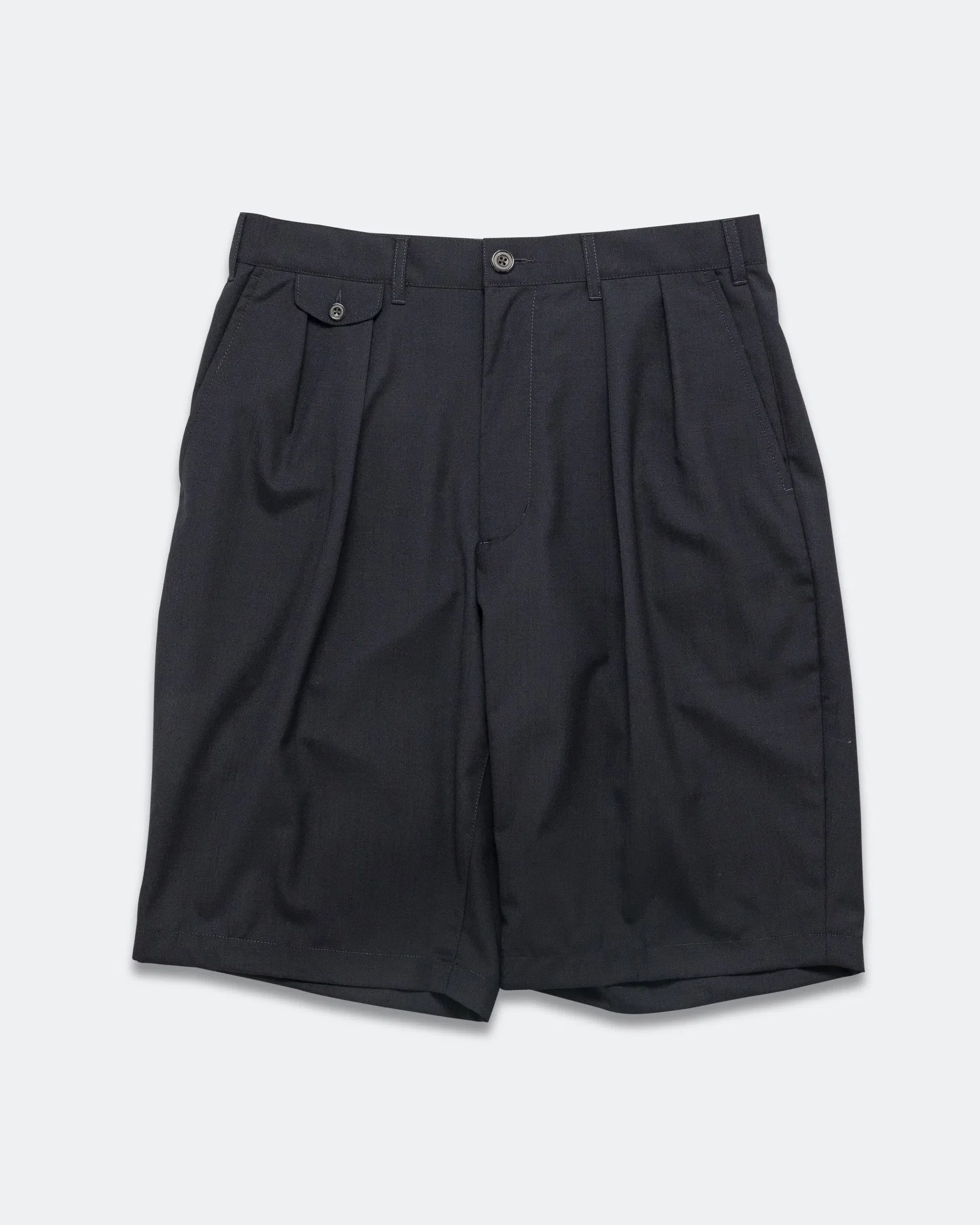 BEAMS PLUS 2 Pleats Shorts Wool Tropical - Navy