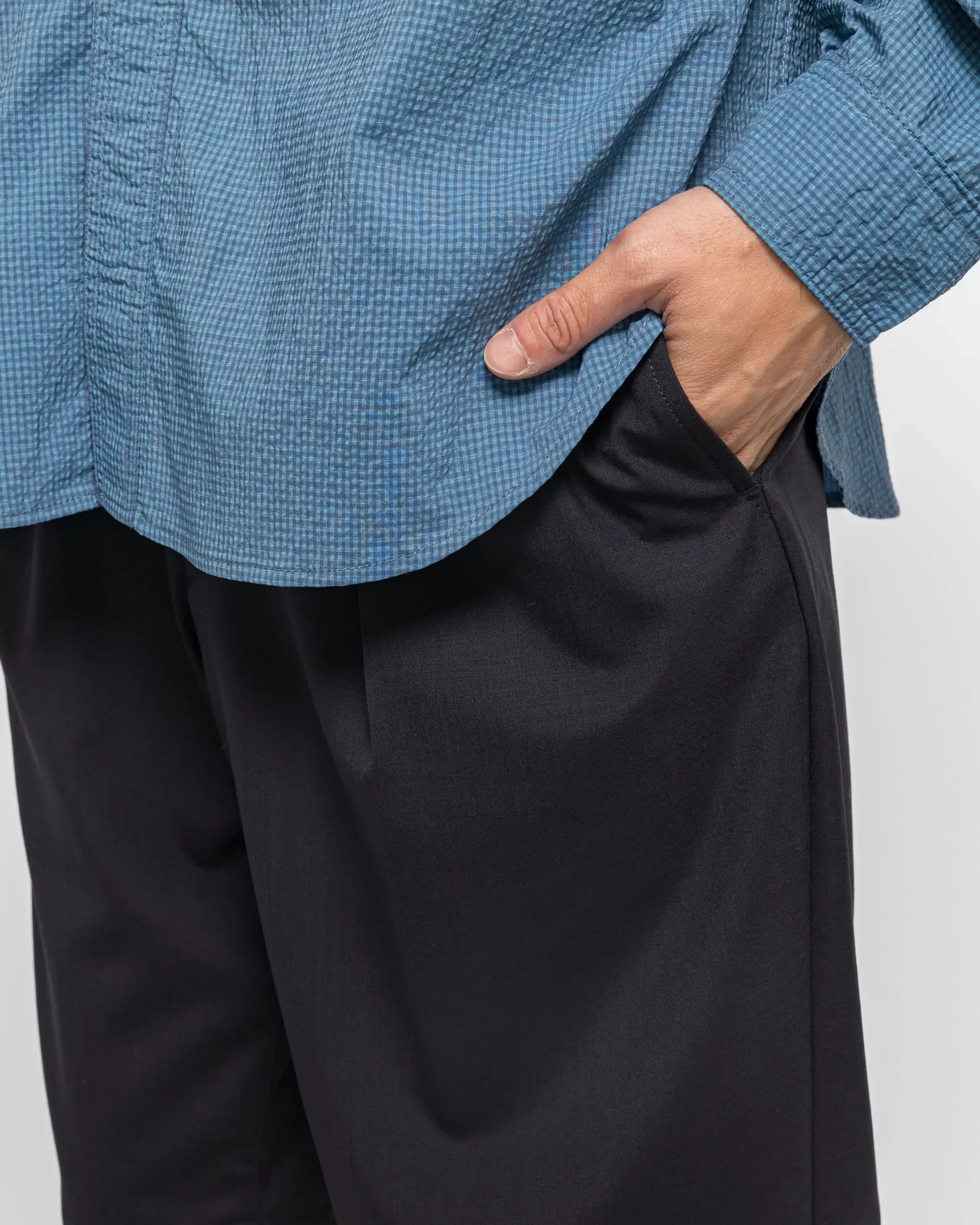 BEAMS PLUS 2 Pleats Shorts Wool Tropical - Navy