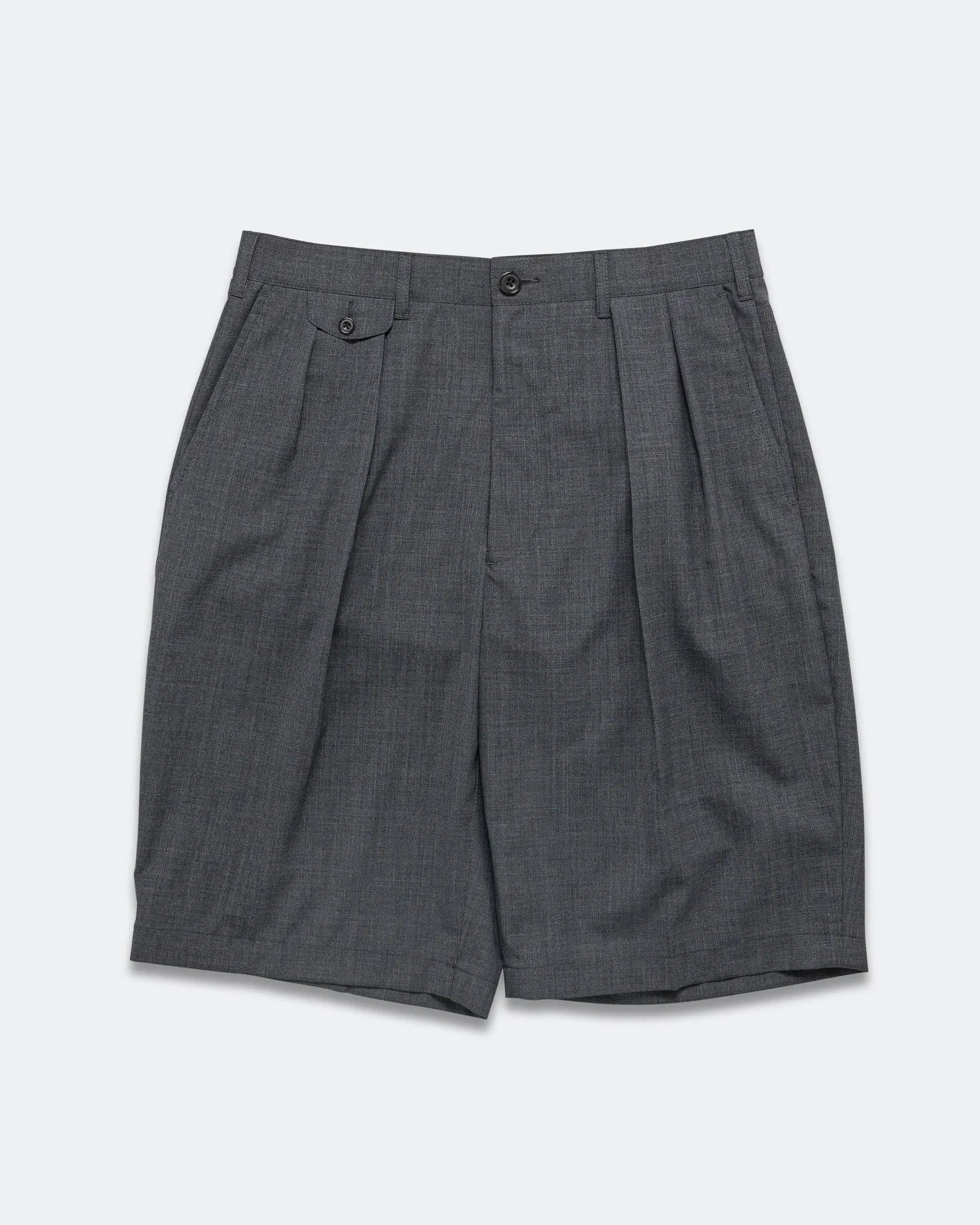BEAMS PLUS 2 Pleats Shorts Wool Tropical - Charcoal