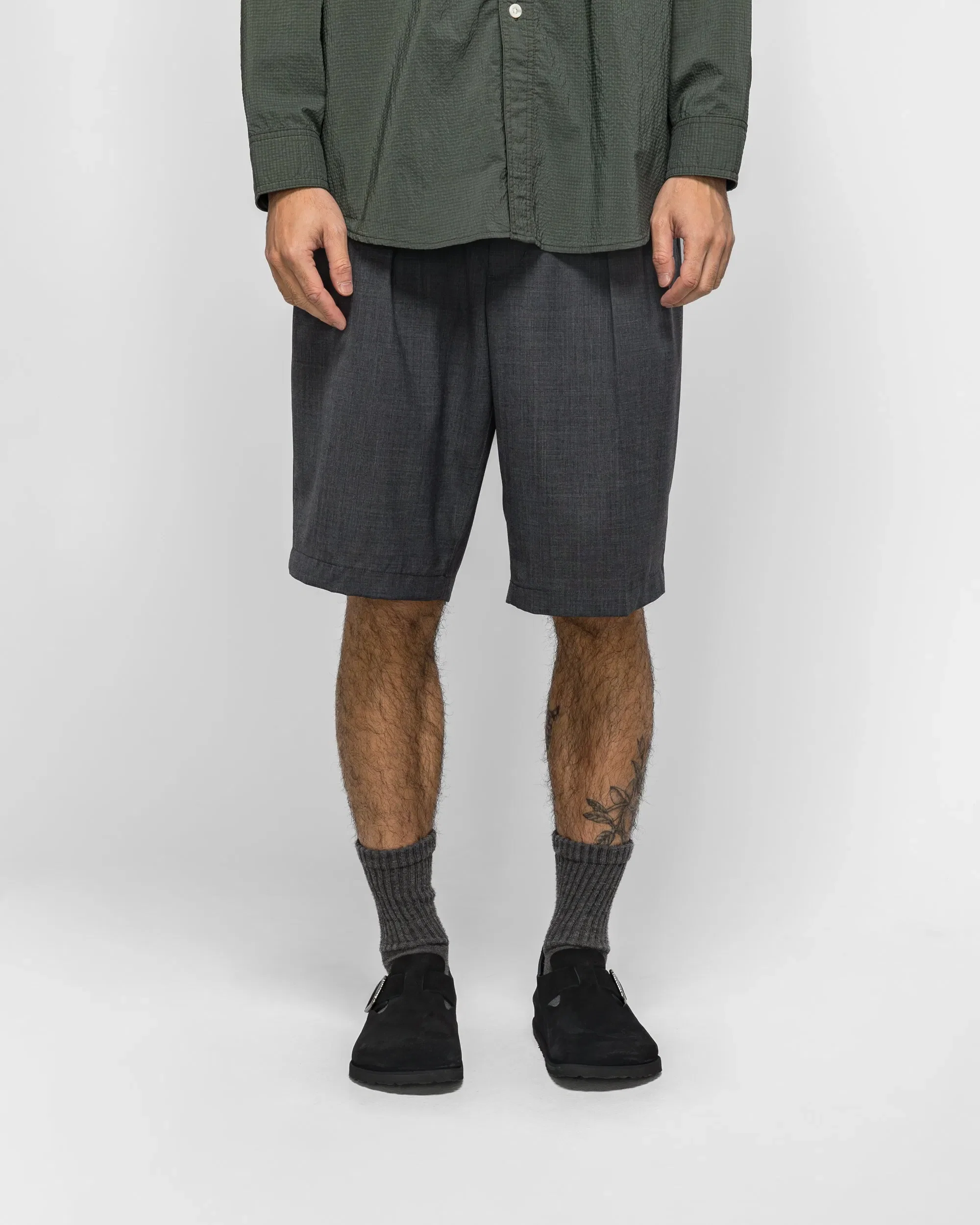 BEAMS PLUS 2 Pleats Shorts Wool Tropical - Charcoal