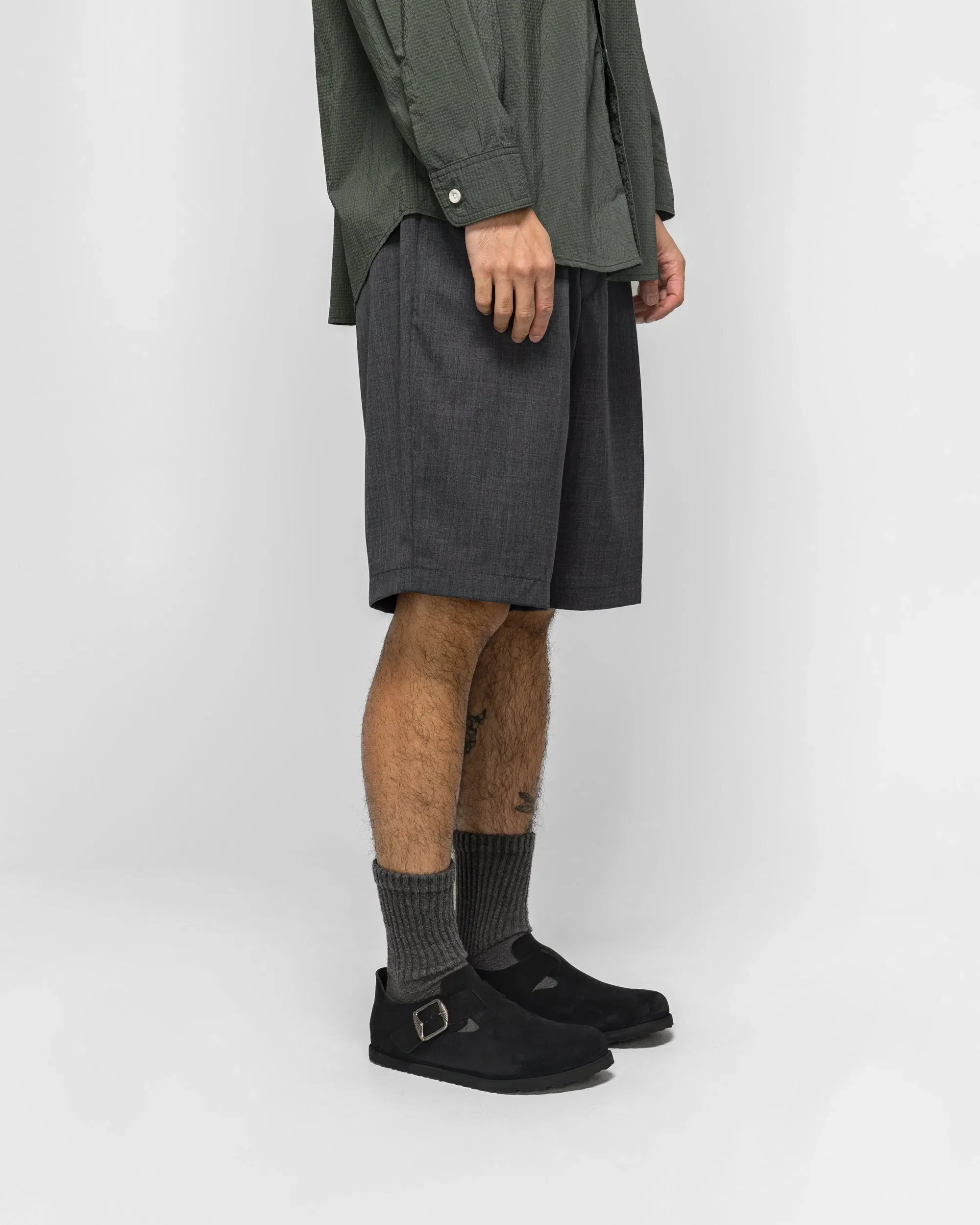 BEAMS PLUS 2 Pleats Shorts Wool Tropical - Charcoal