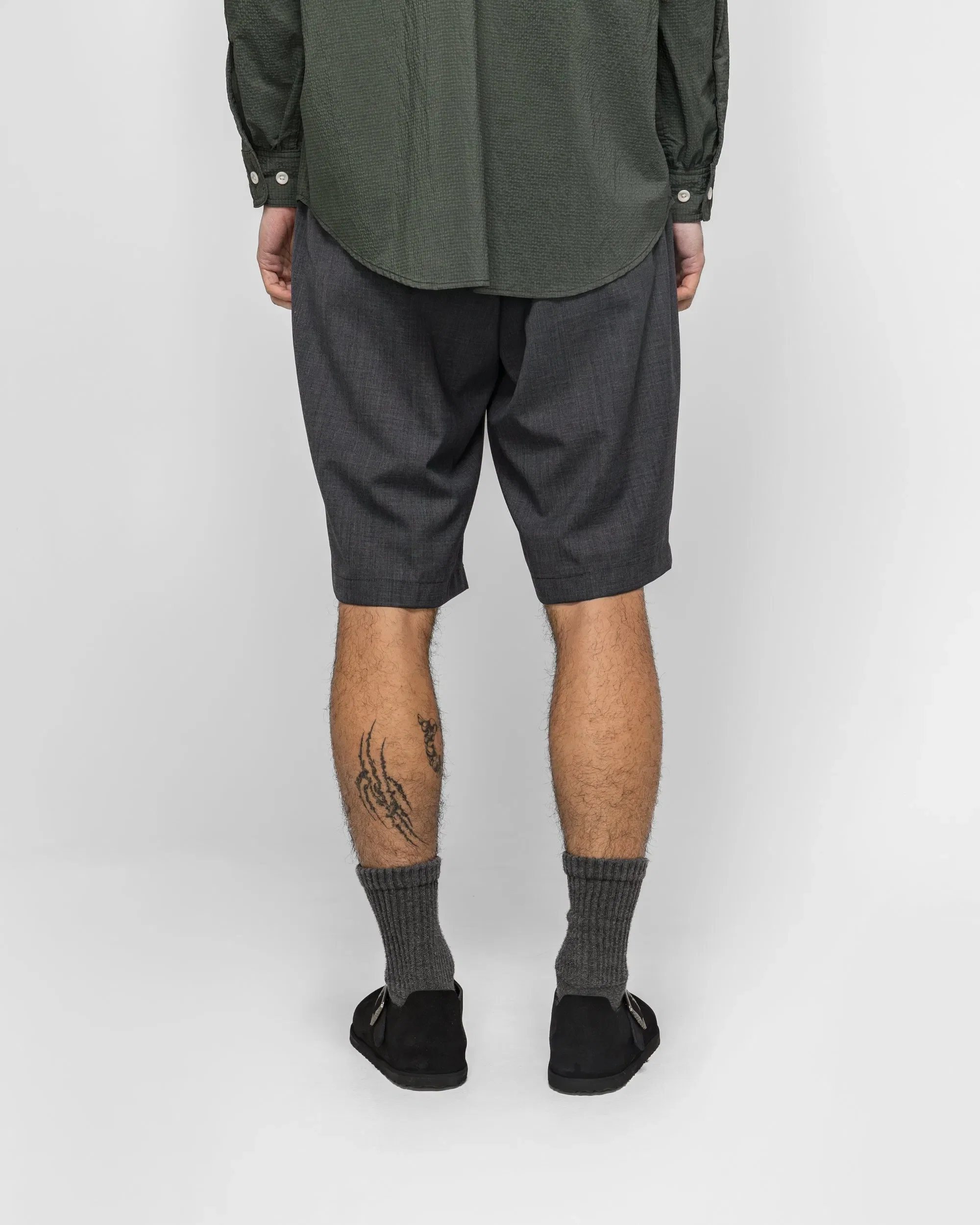 BEAMS PLUS 2 Pleats Shorts Wool Tropical - Charcoal