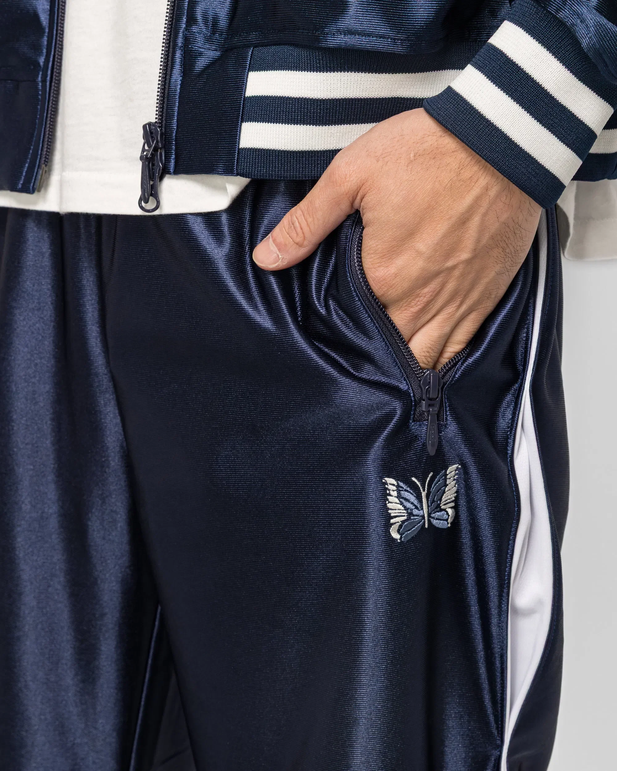 Needles Track Pant - Navy Tricot Sateen