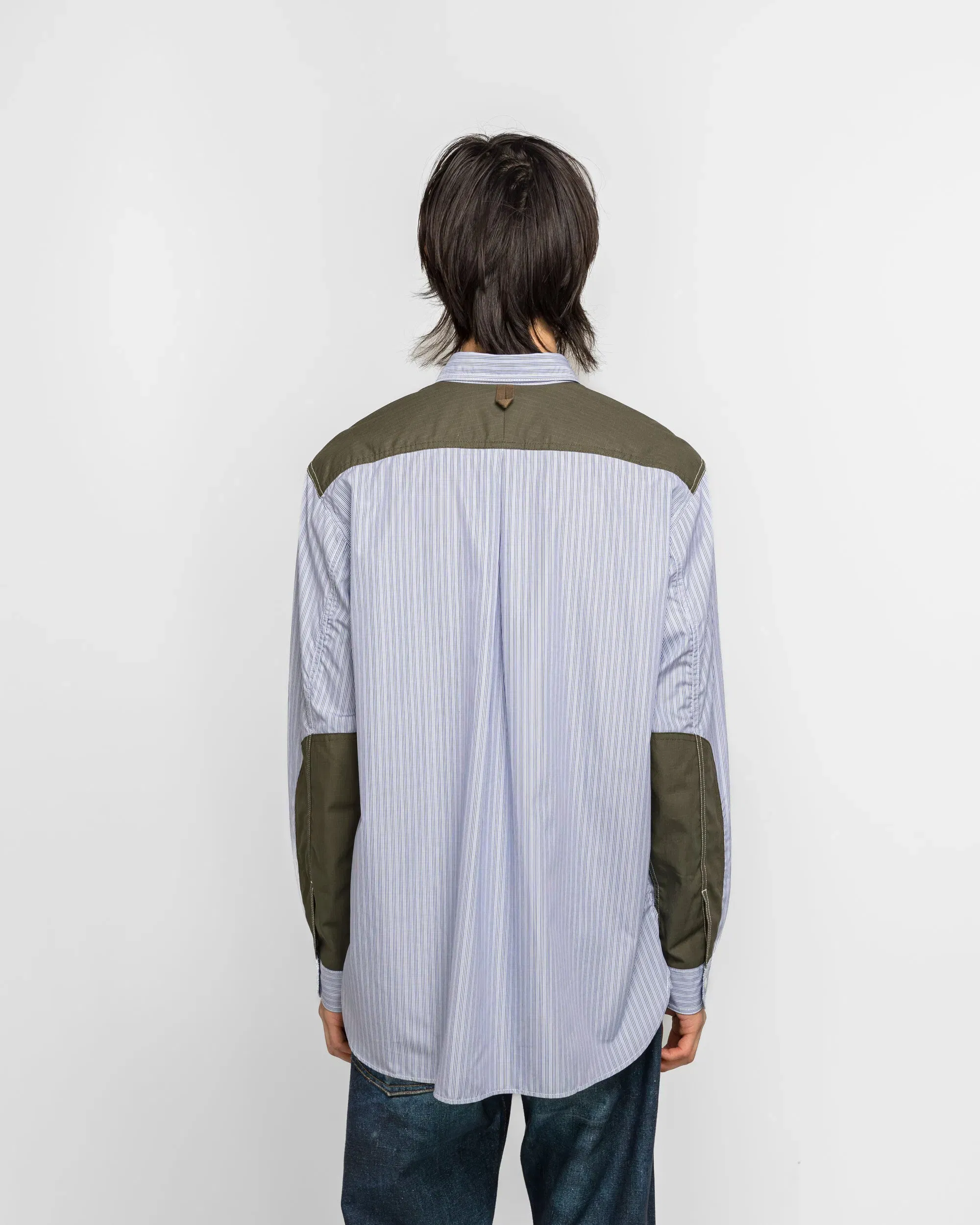 Junya Watanabe MAN Stitch Detail Work Shirt - White/Blue-Grey