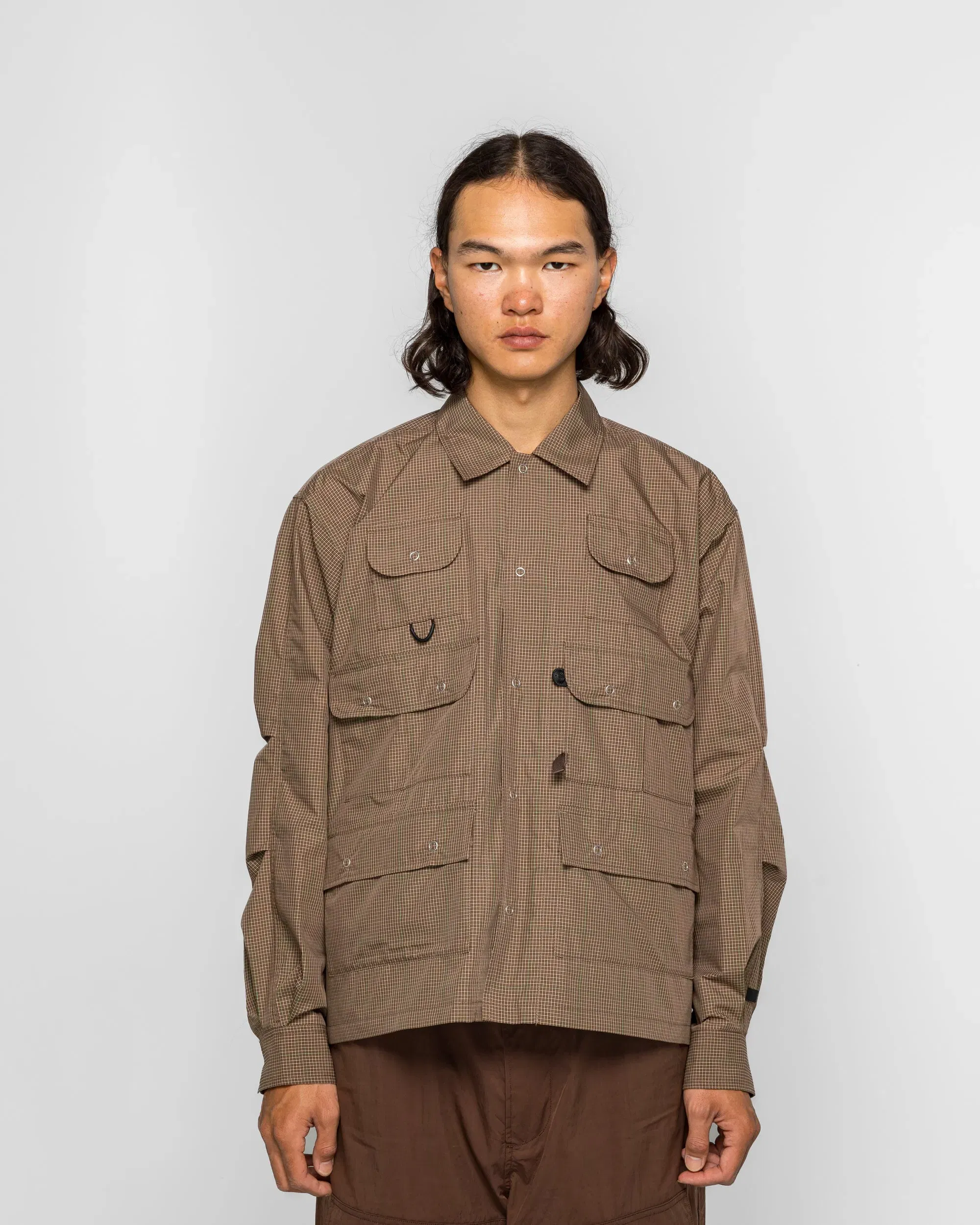 DAIWA PIER39 Tech Multi Fishing Pocket Shirt LS - Brown Gray