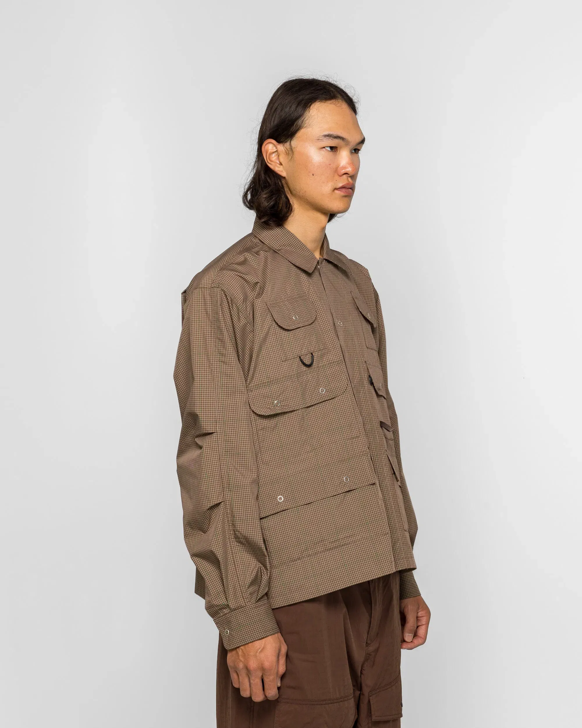 DAIWA PIER39 Tech Multi Fishing Pocket Shirt LS - Brown Gray