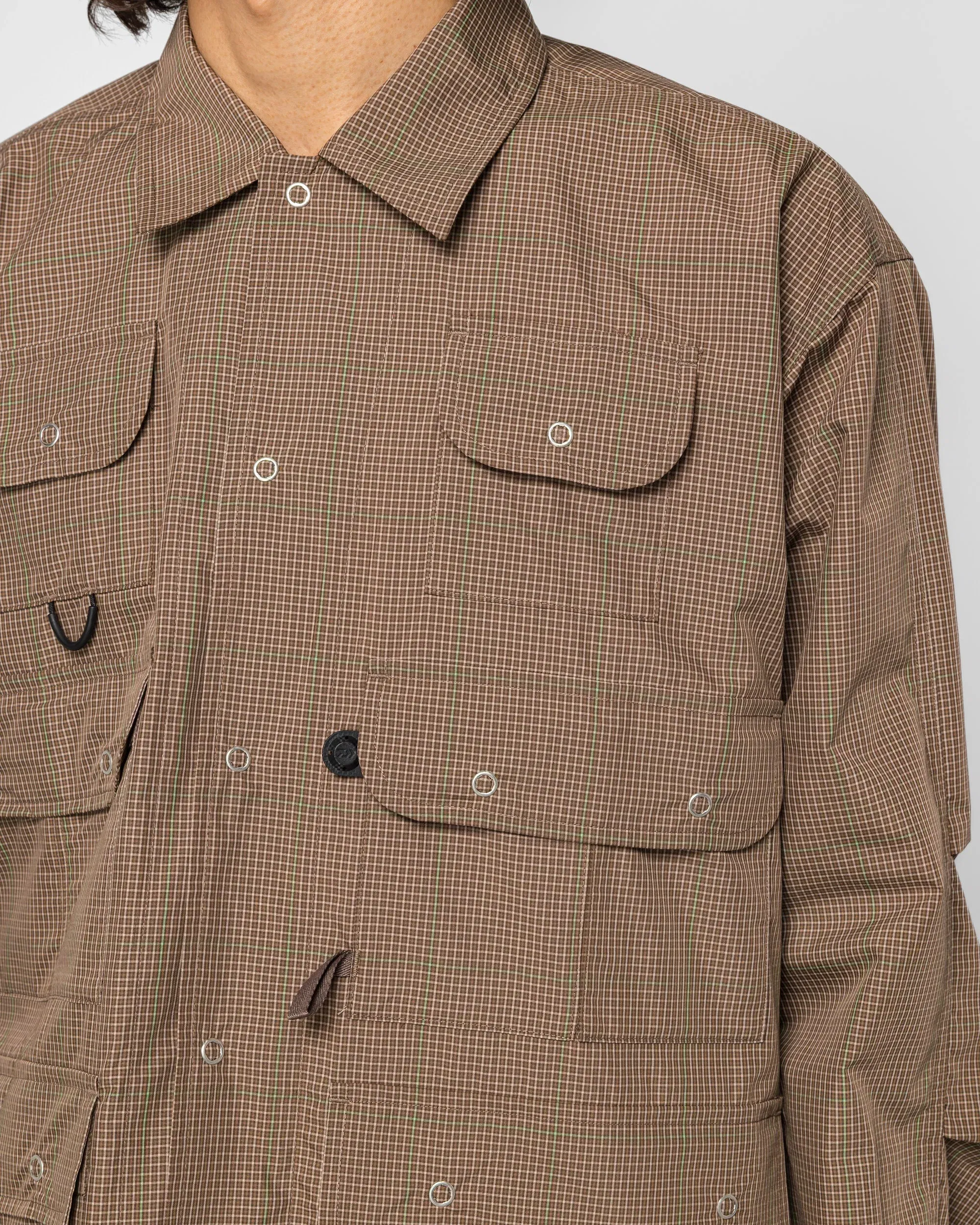 DAIWA PIER39 Tech Multi Fishing Pocket Shirt LS - Brown Gray