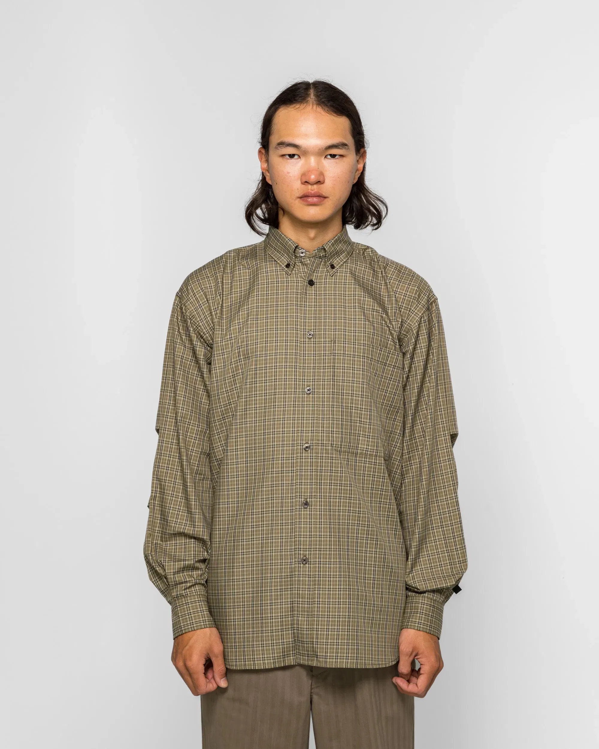 DAIWA PIER39 Tech Button Down Shirt LS Plaid - Sage Gray