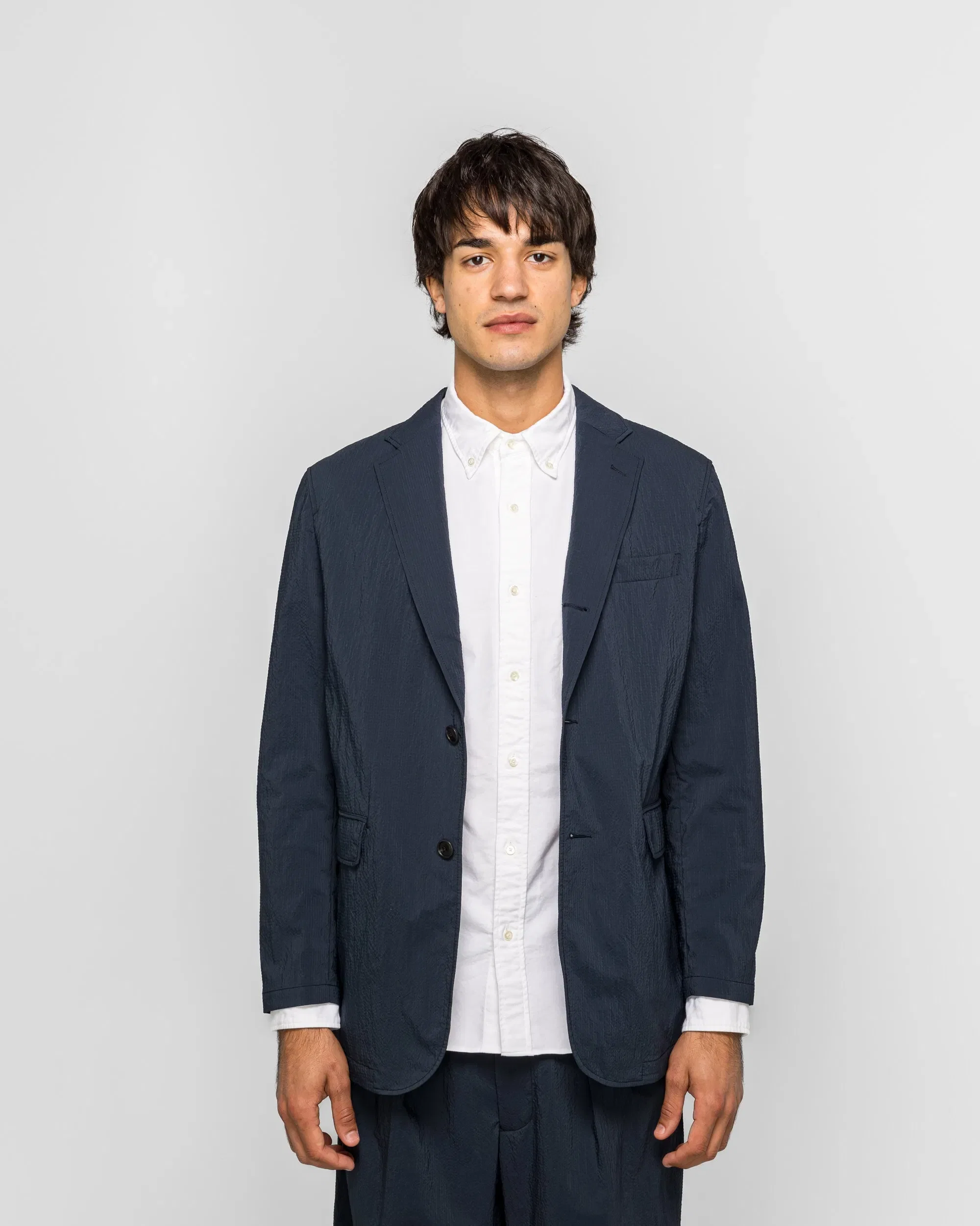 BEAMS PLUS 3B Anywhere(wear) Jacket Seersucker Plaid - Navy