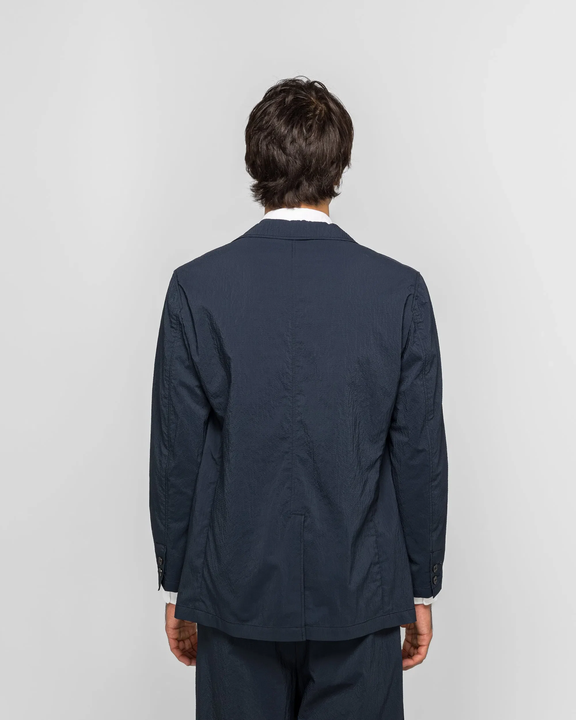 BEAMS PLUS 3B Anywhere(wear) Jacket Seersucker Plaid - Navy