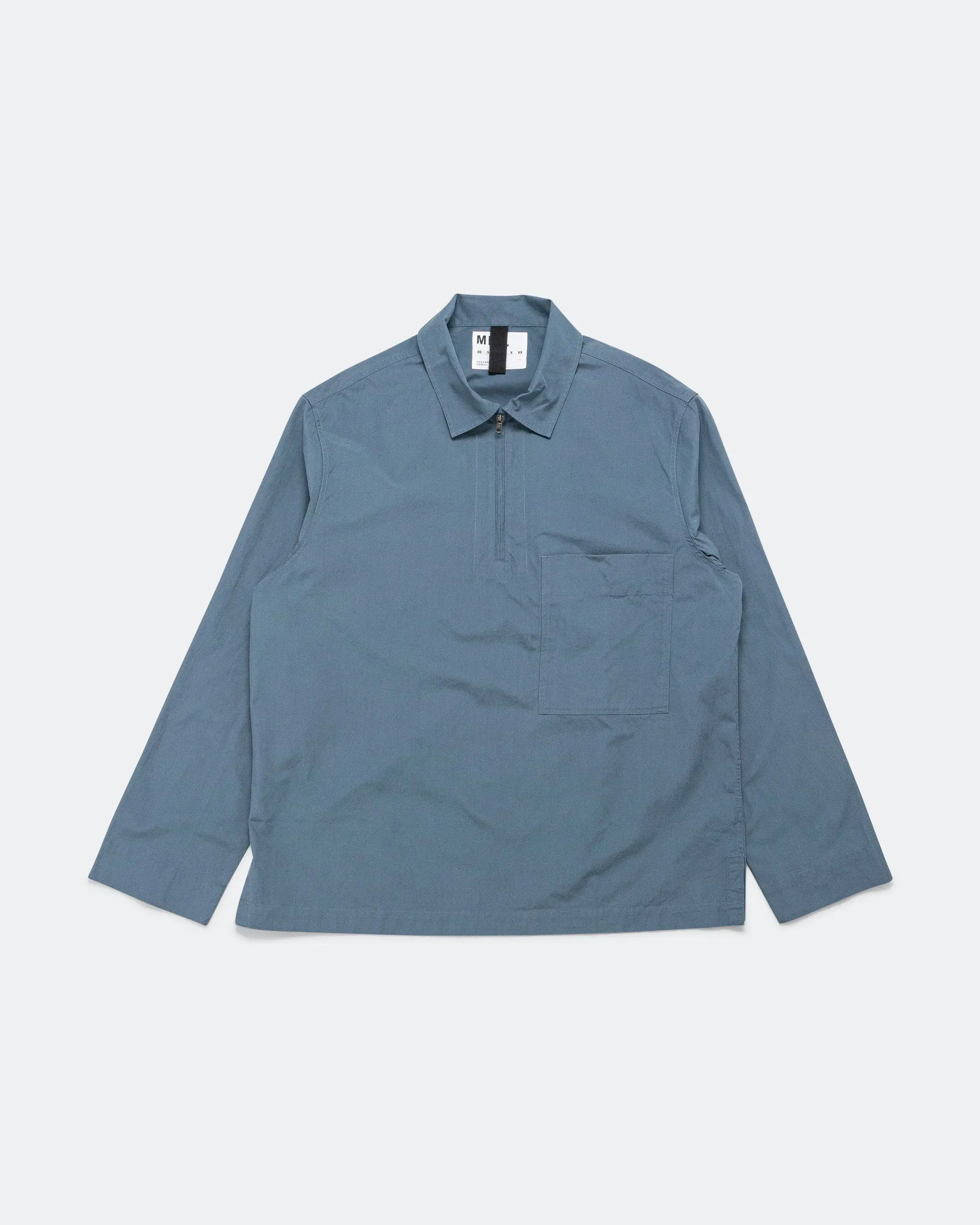MHL. LS Half Zip Shirt - Blue Sanded Cotton Poplin Uniform