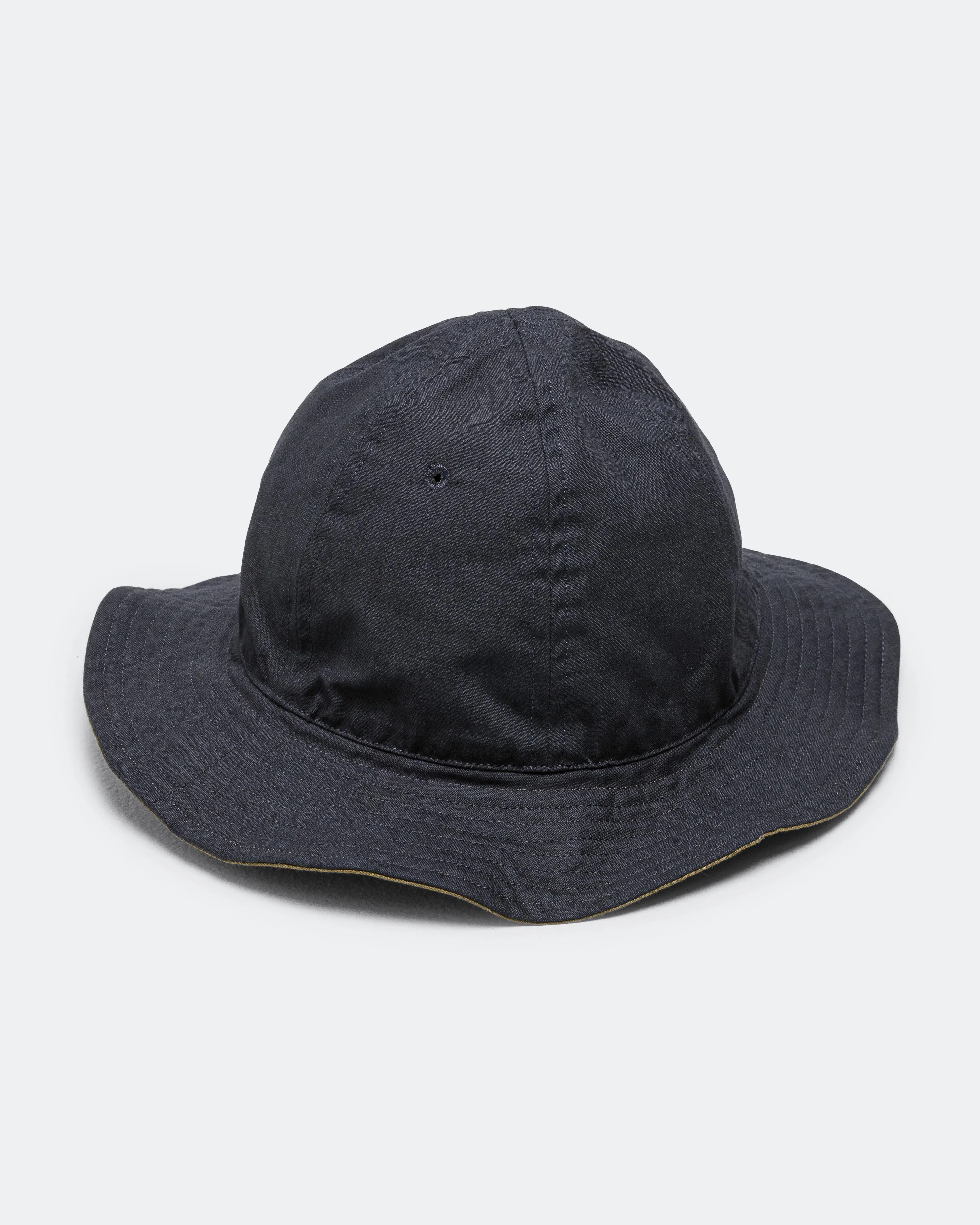 MHL. Reversible Bucket Hat - Ink/Olive Green Coarse Yarn