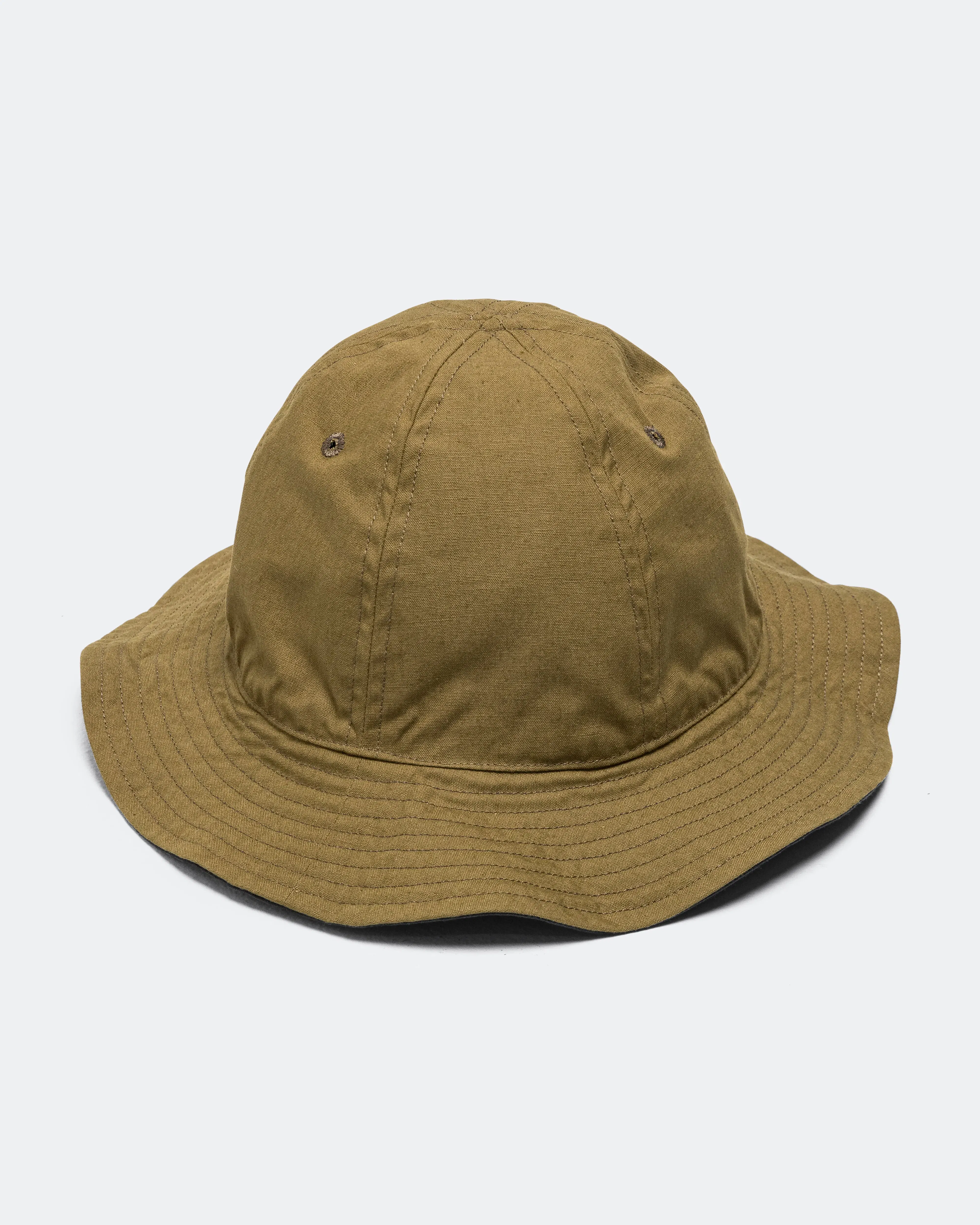 MHL. Reversible Bucket Hat - Ink/Olive Green Coarse Yarn