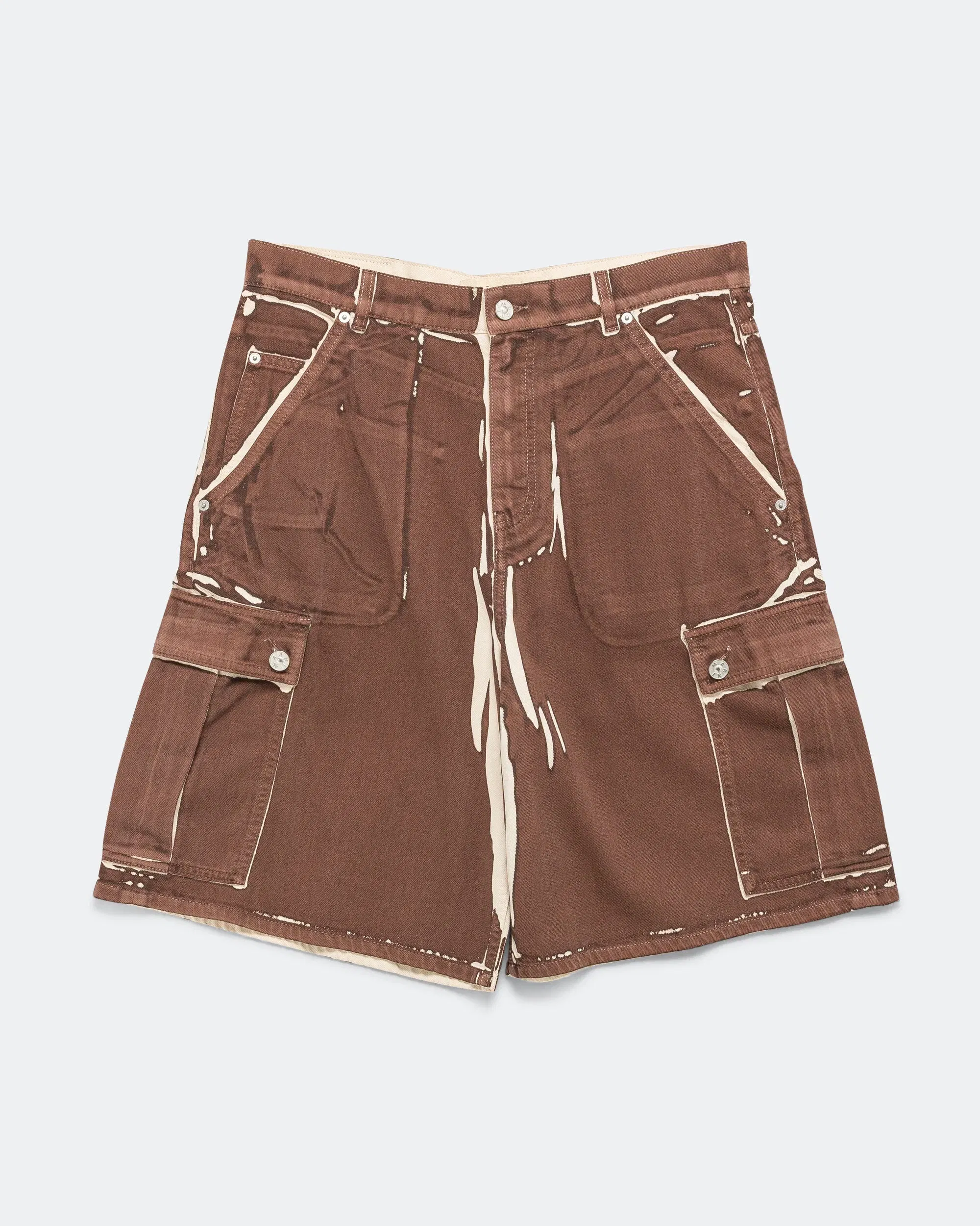 Marni Brown Screenprinted Denim Cargo Shorts - Tobacco