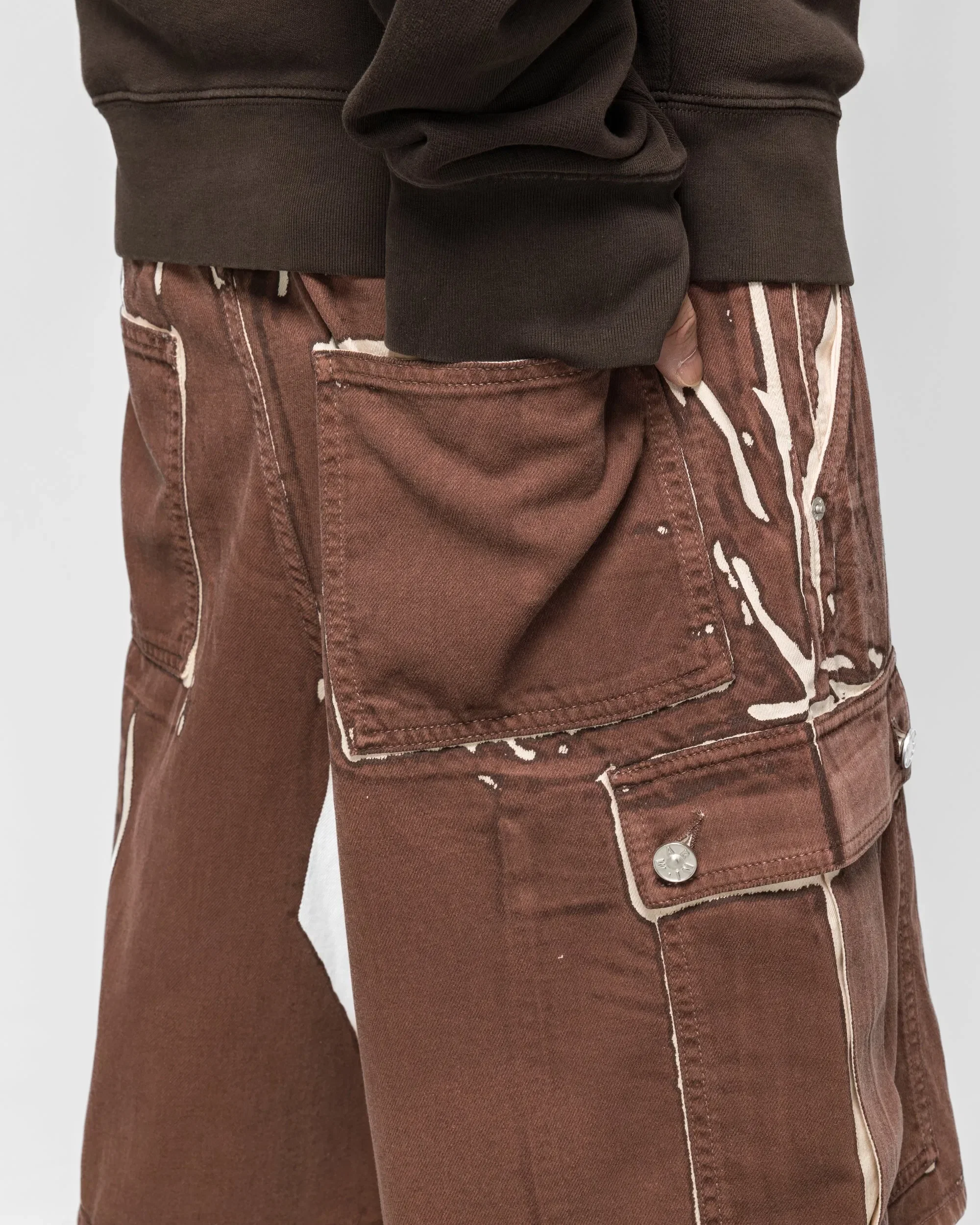 Marni Brown Screenprinted Denim Cargo Shorts - Tobacco