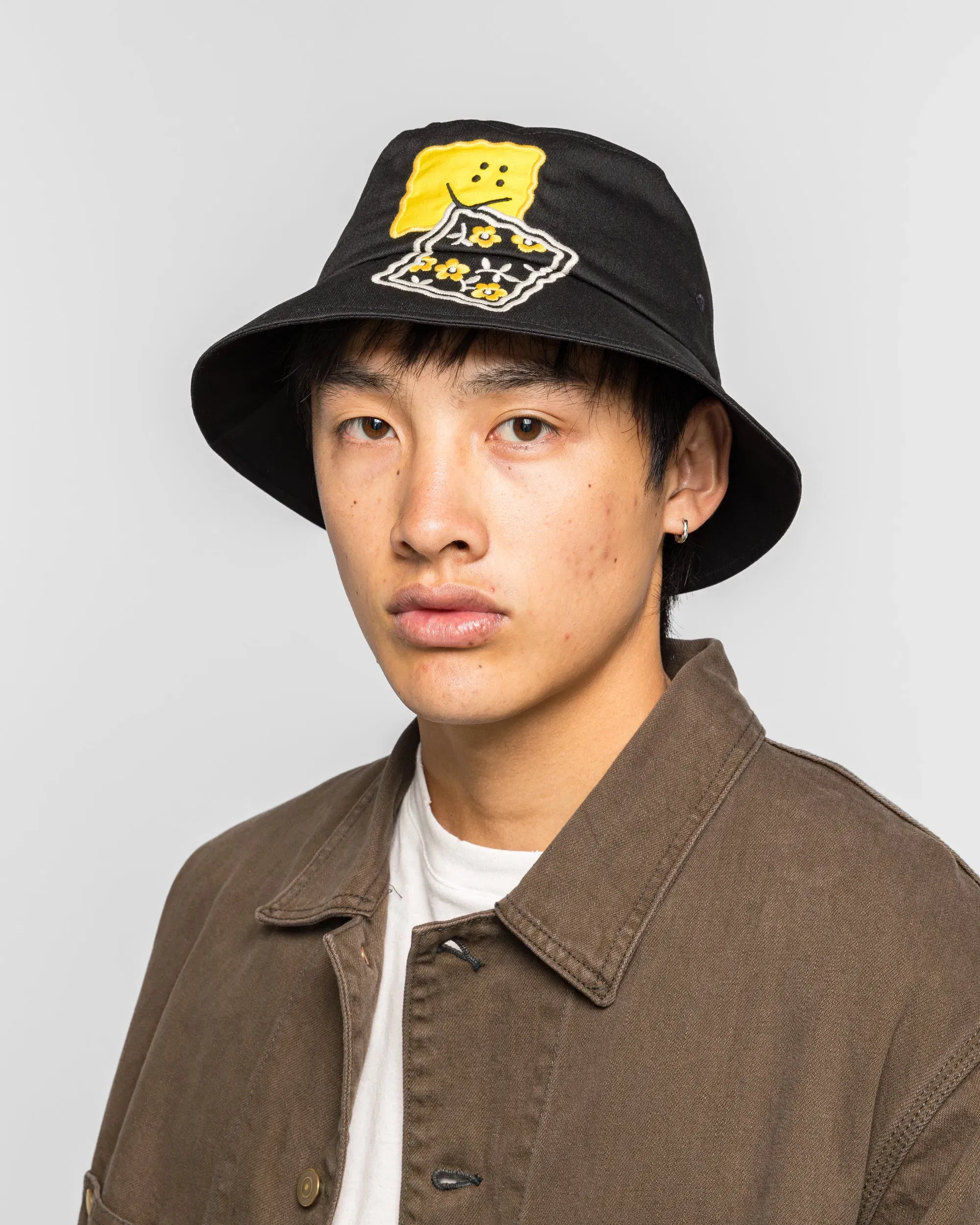 KAPITAL Chino Bucket Hat Short Brim (PECKISH RAINBOWY) - Black
