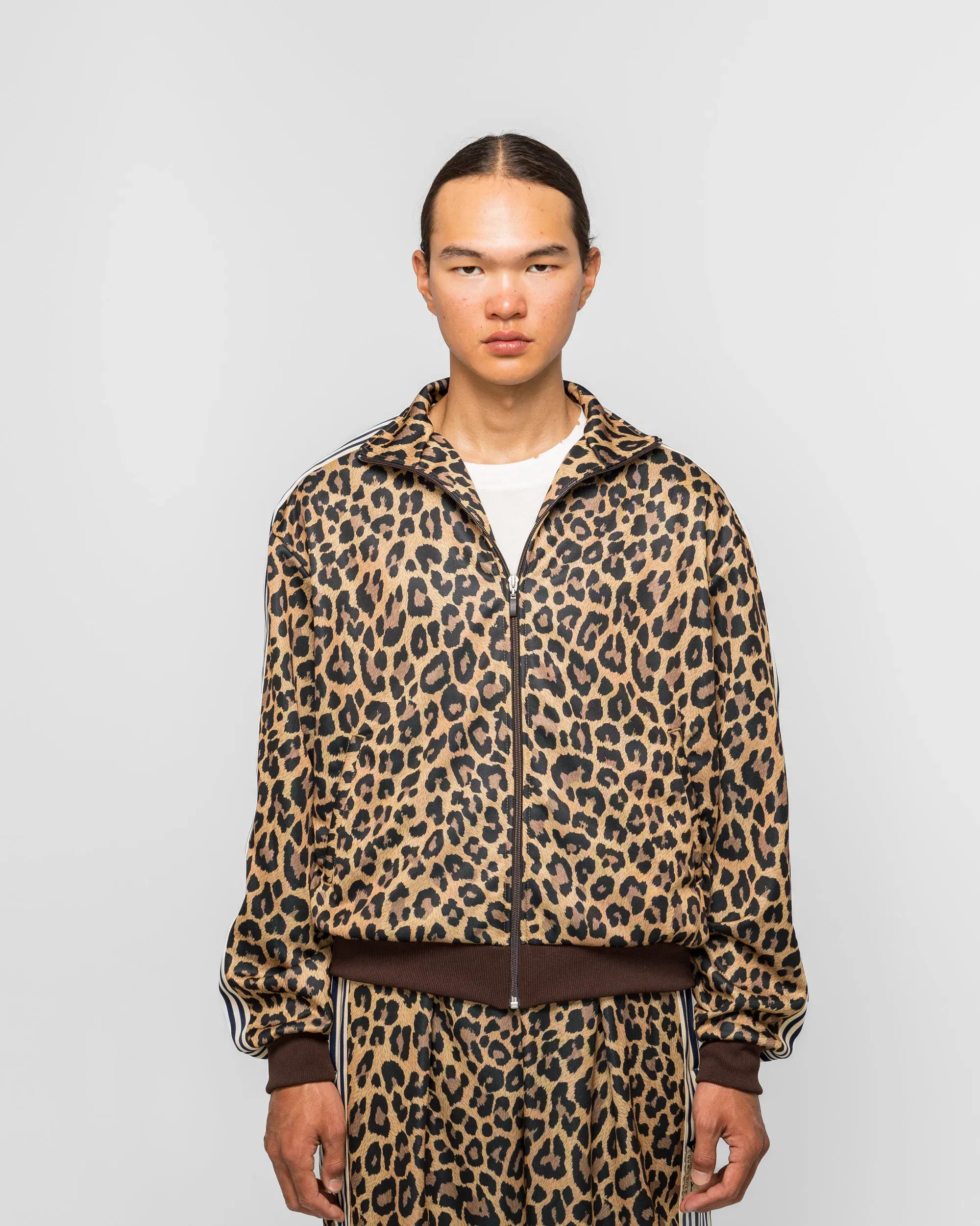 KAPITAL Smooth Jersey Leopard STANTMAN & WOMAN Track JKT - Brown