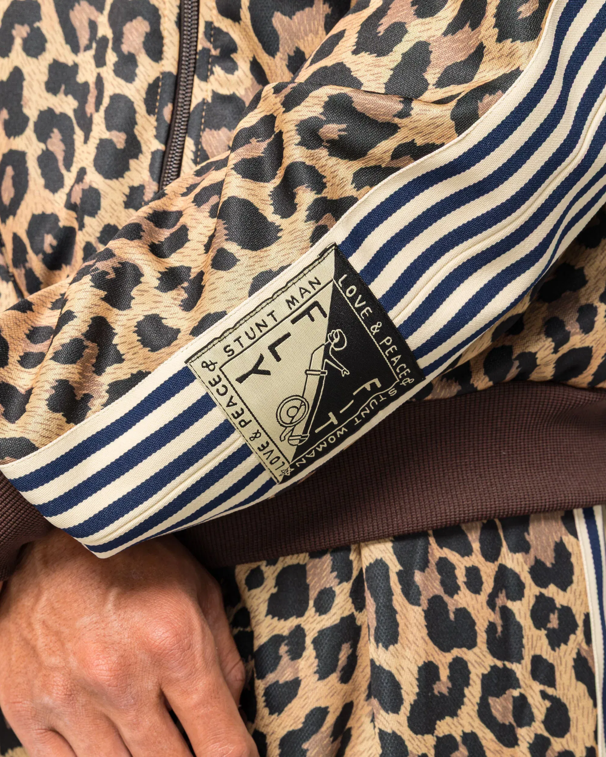 KAPITAL Smooth Jersey Leopard STANTMAN & WOMAN Track JKT - Brown