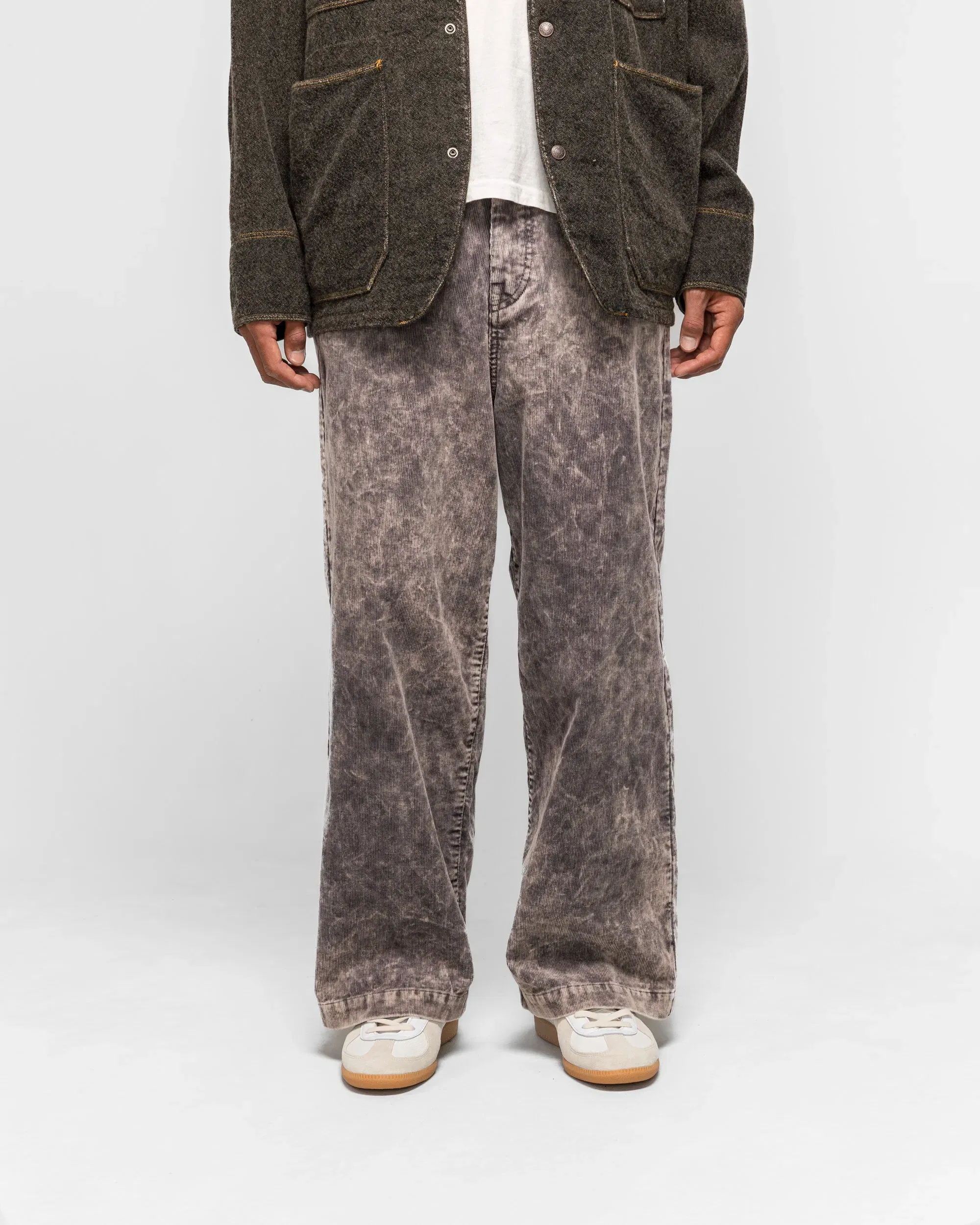 KAPITAL 14W Corduroy BOOGIE-DAY PORT Baggy Pants (Dirty Dyed) - Grey