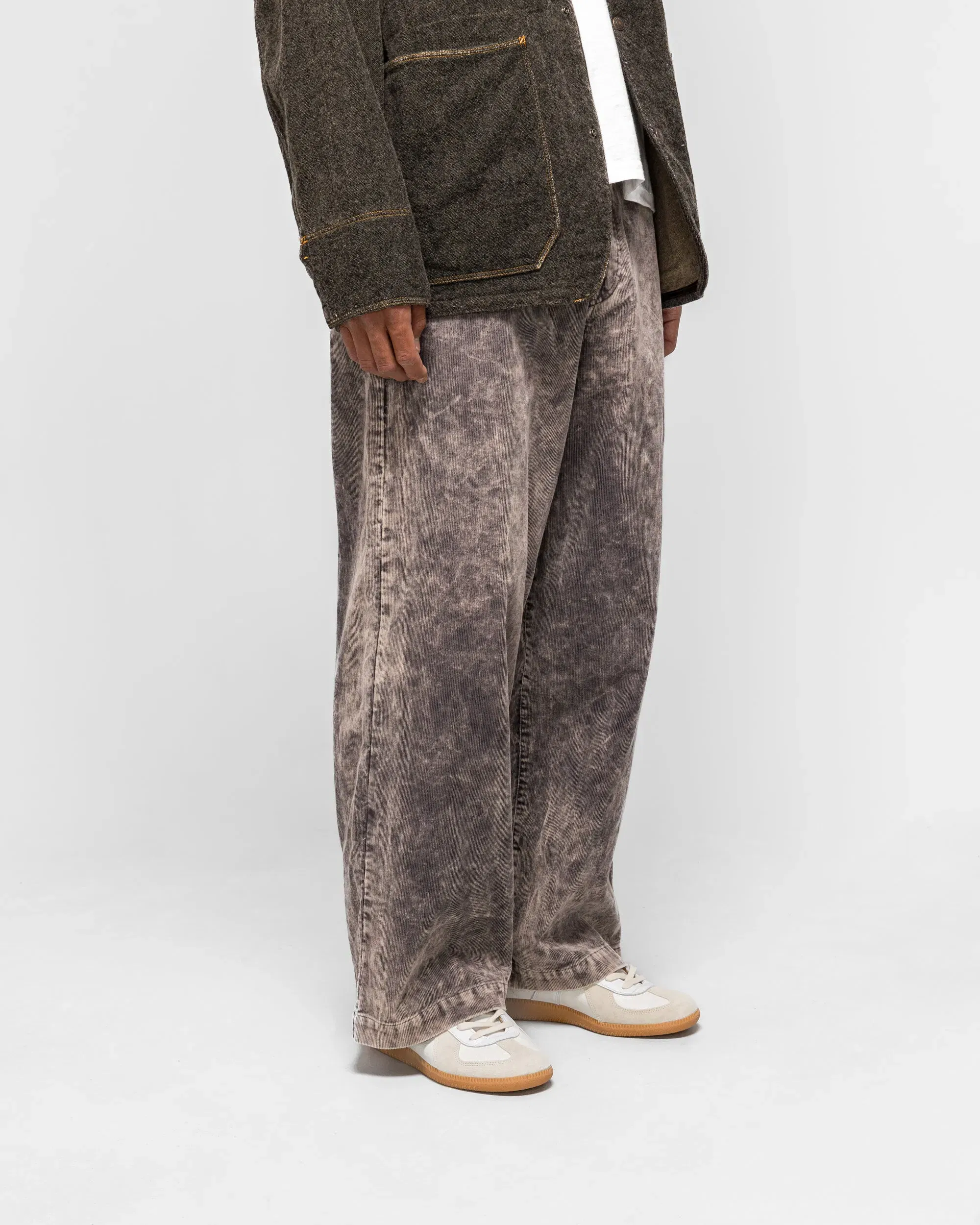 KAPITAL 14W Corduroy BOOGIE-DAY PORT Baggy Pants (Dirty Dyed) - Grey