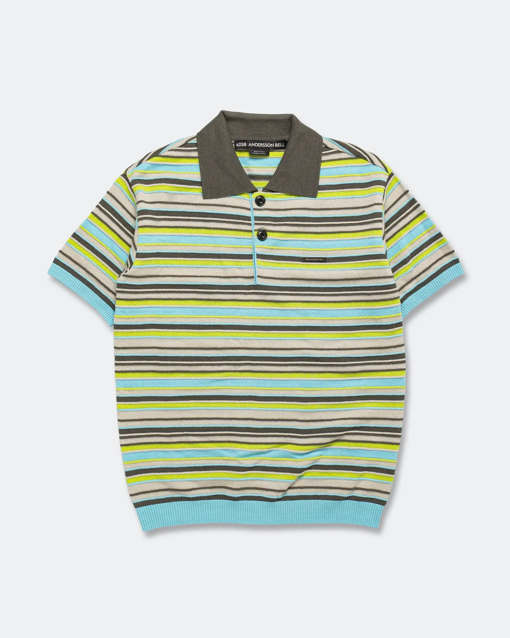 Andersson Bell Stripe Wool Polo Sweater - Sky Blue