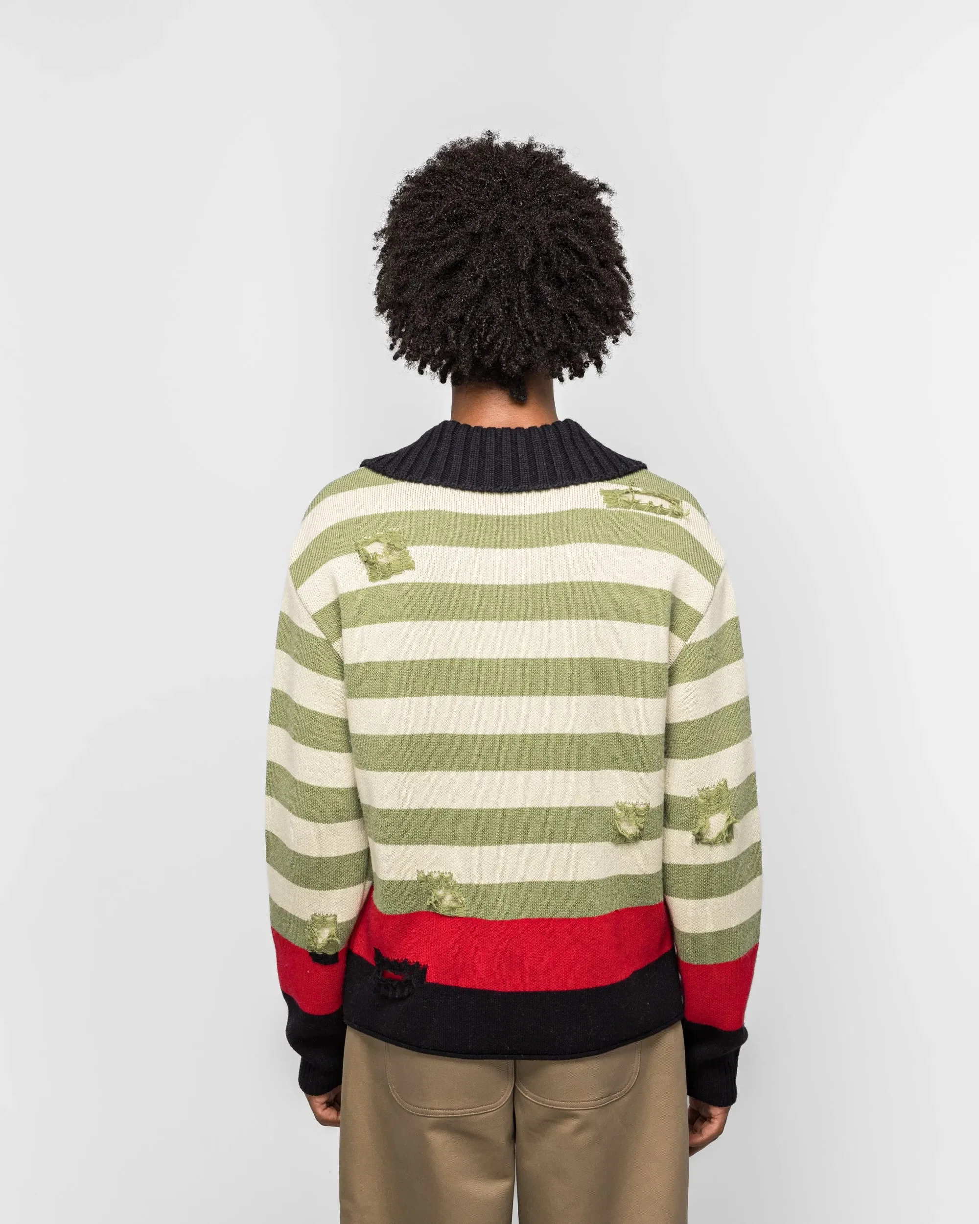 Andersson Bell Stripe Damaged Polo Sweater - Multi