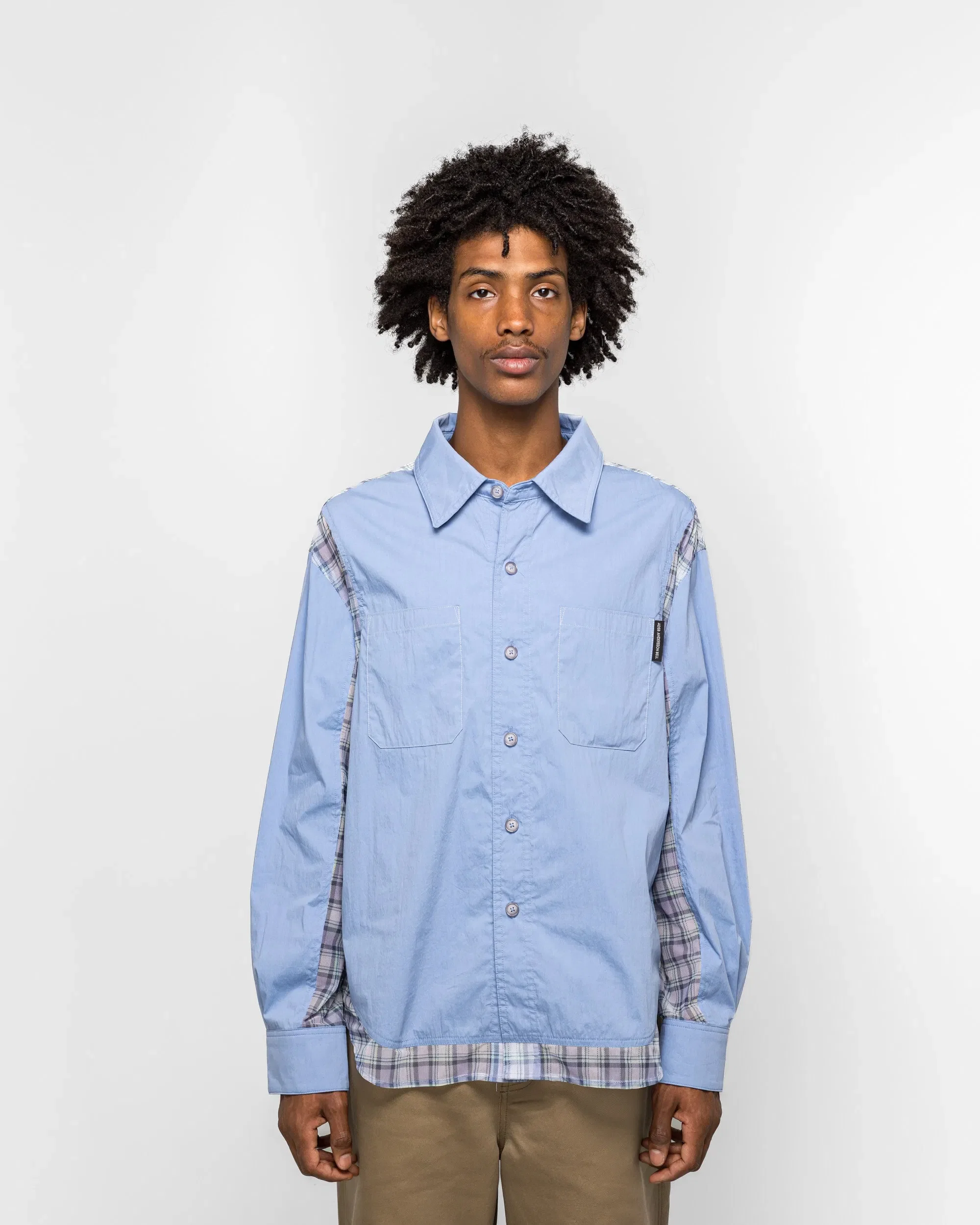 Andersson Bell Aprol Mesh Panel Shirt - Sky Blue