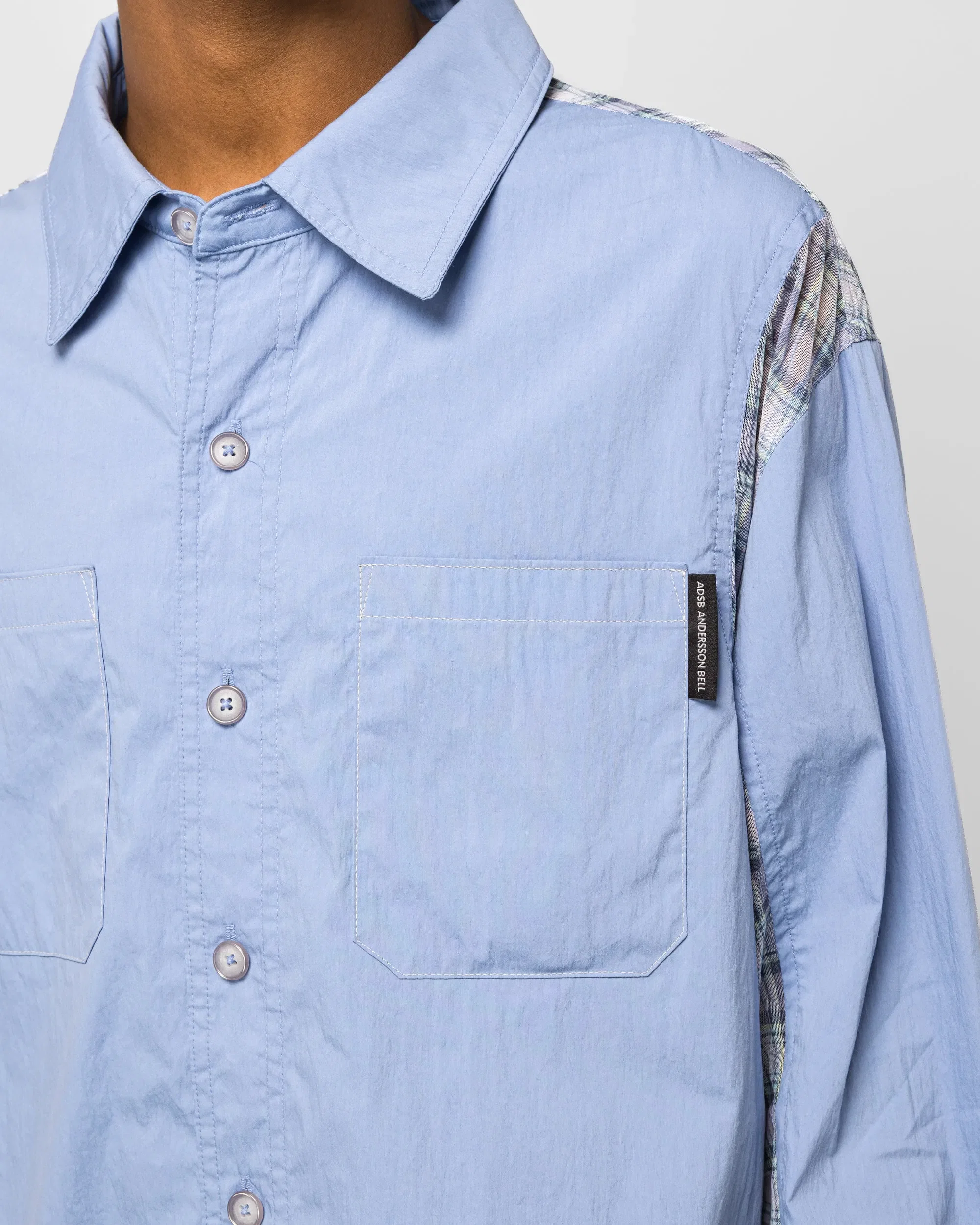 Andersson Bell Aprol Mesh Panel Shirt - Sky Blue