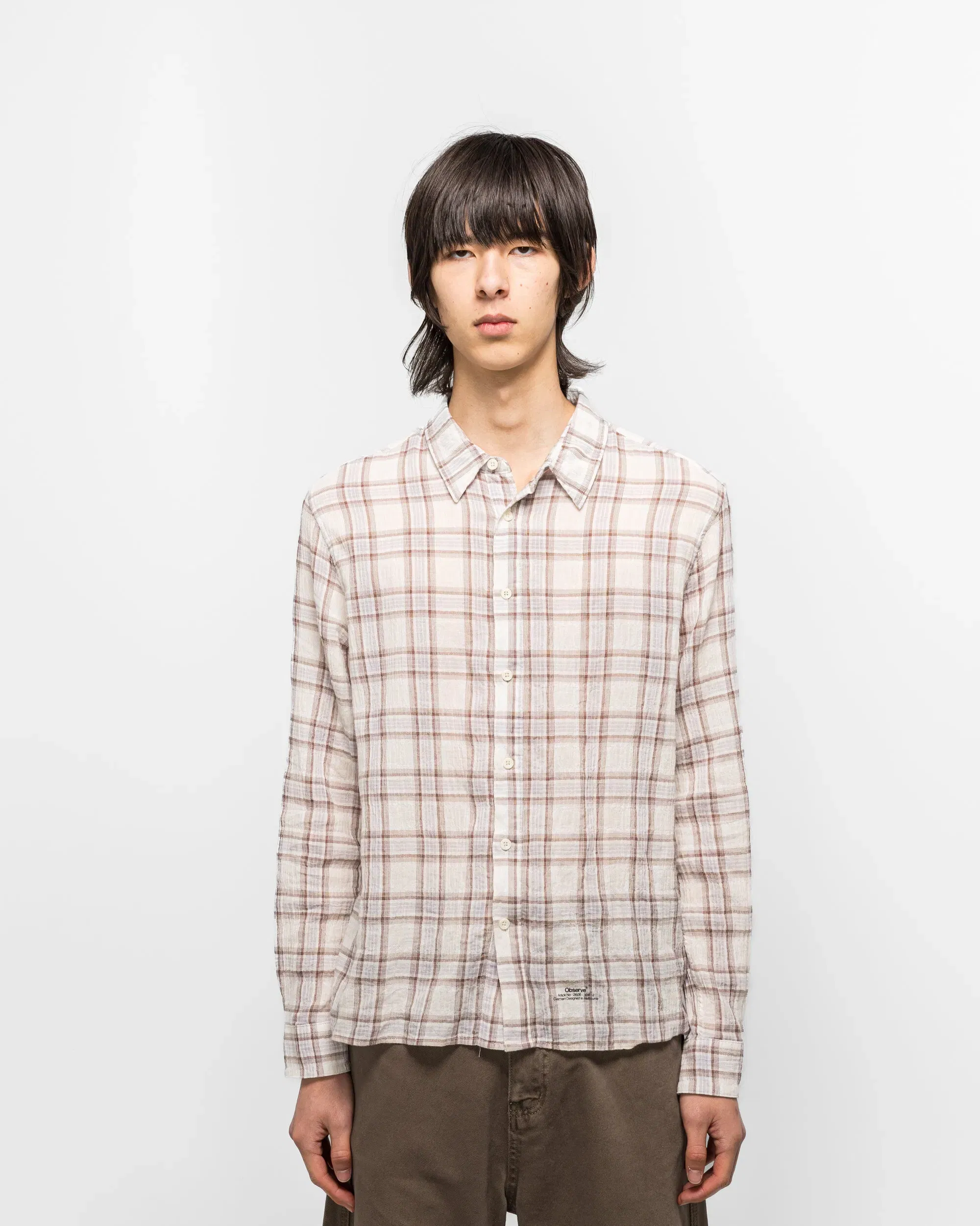 Observe Seersucker Plaid Shirt - Brown/Blue