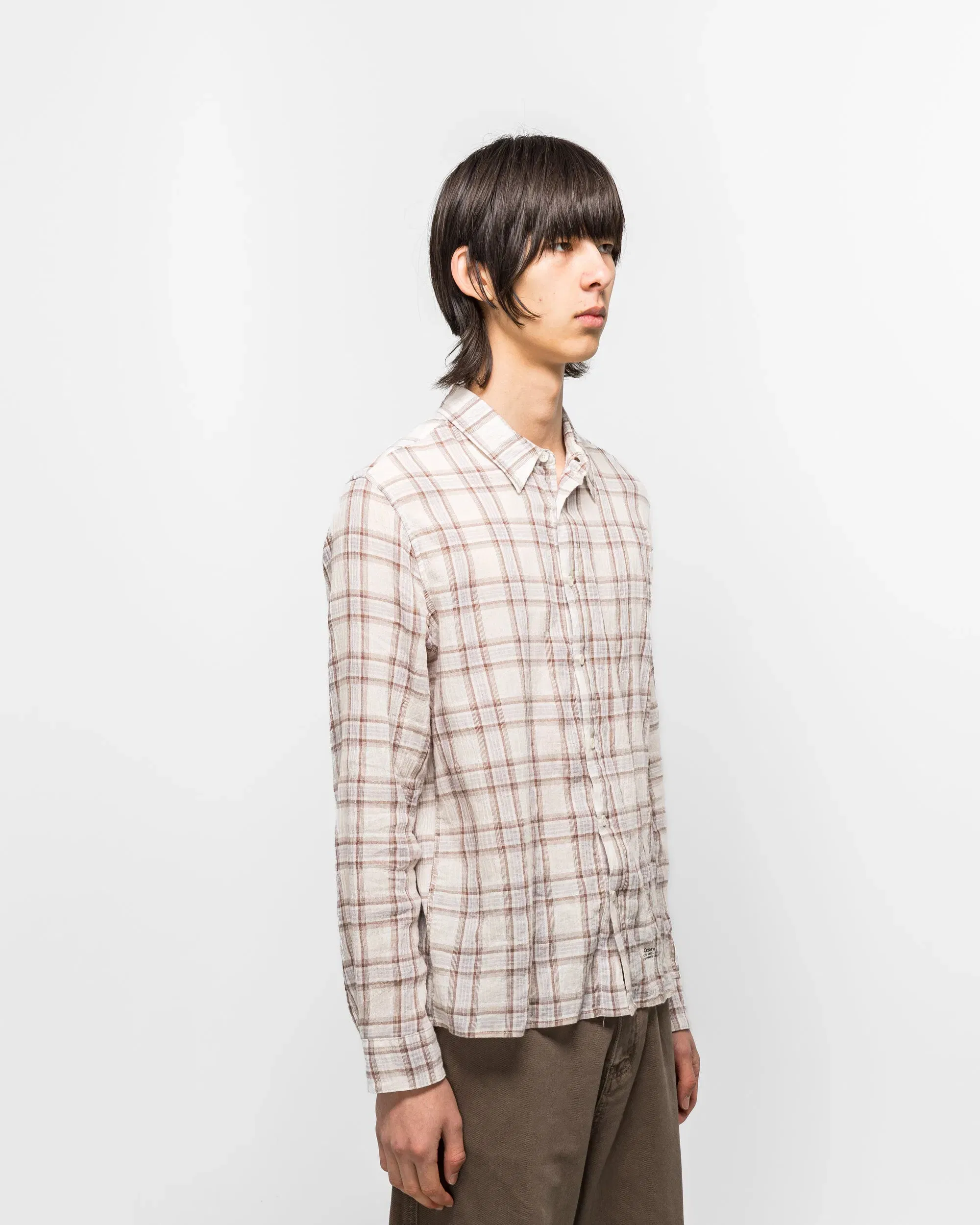 Observe Seersucker Plaid Shirt - Brown/Blue