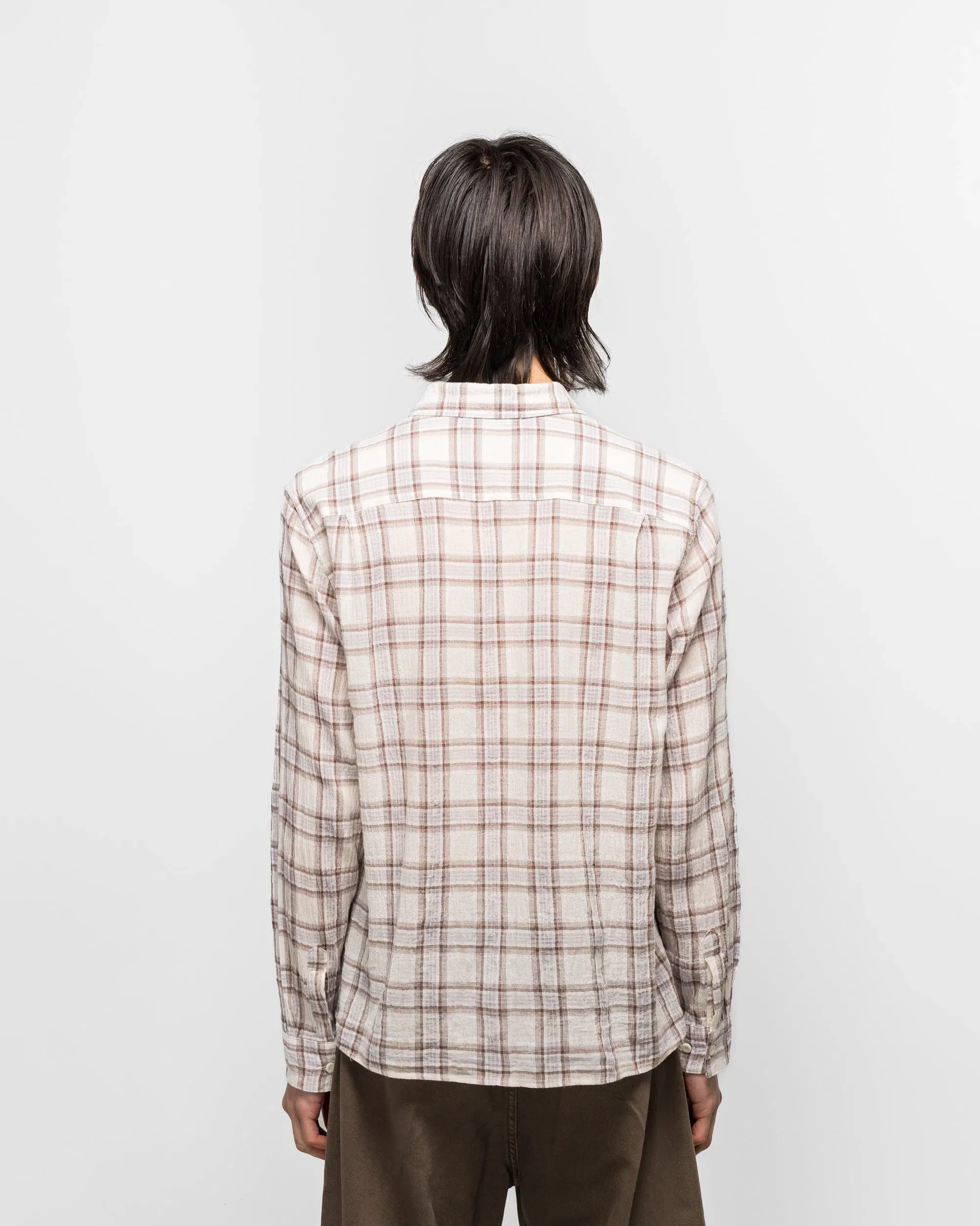Observe Seersucker Plaid Shirt - Brown/Blue