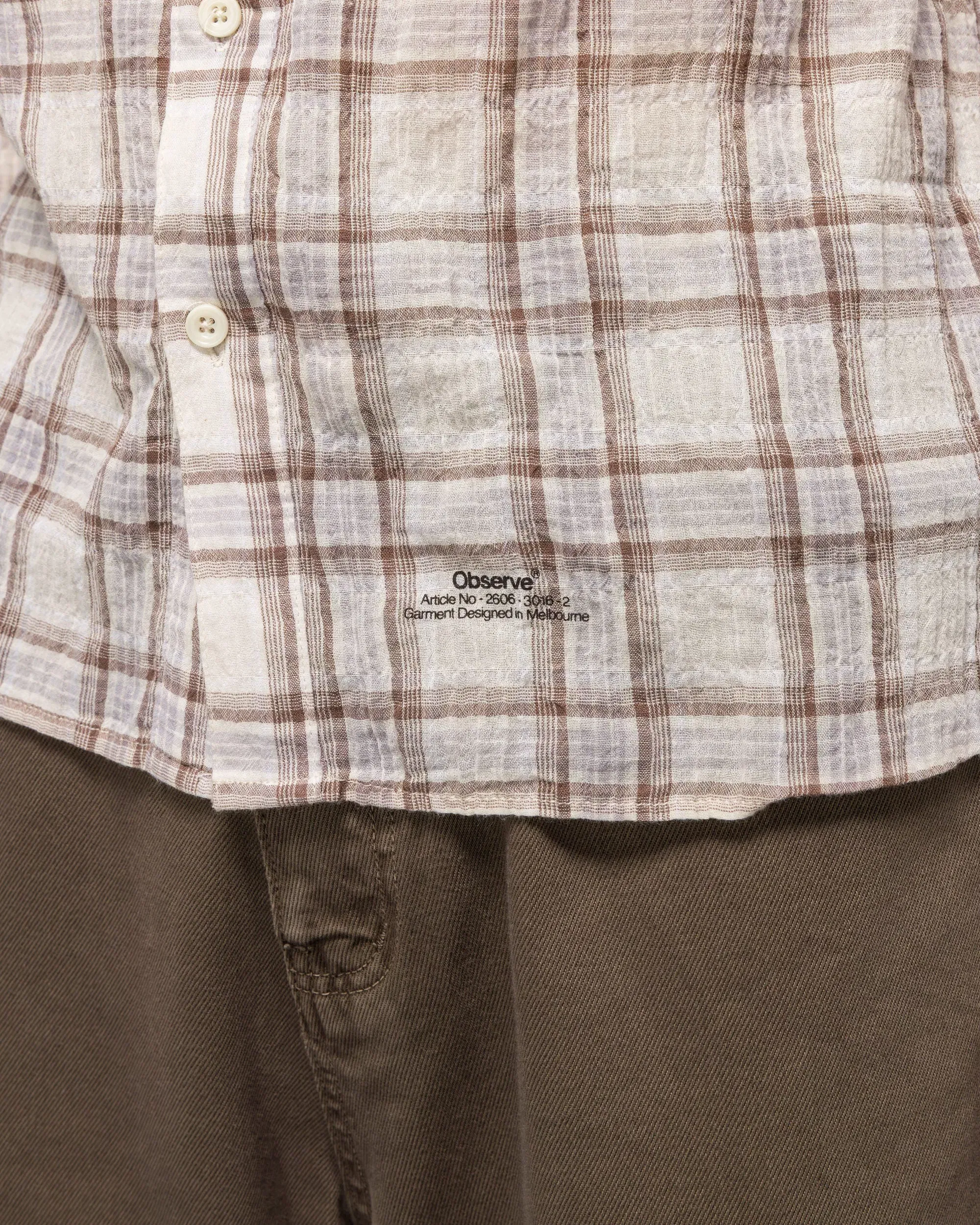 Observe Seersucker Plaid Shirt - Brown/Blue