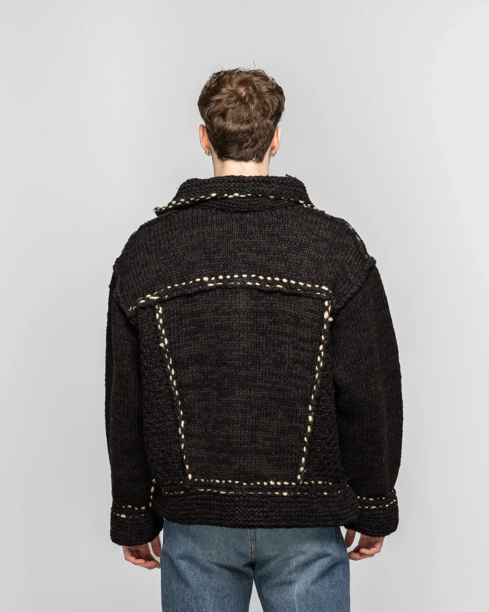 KAPITAL Wool Hand Knit Cowichan G-JACKET - Black