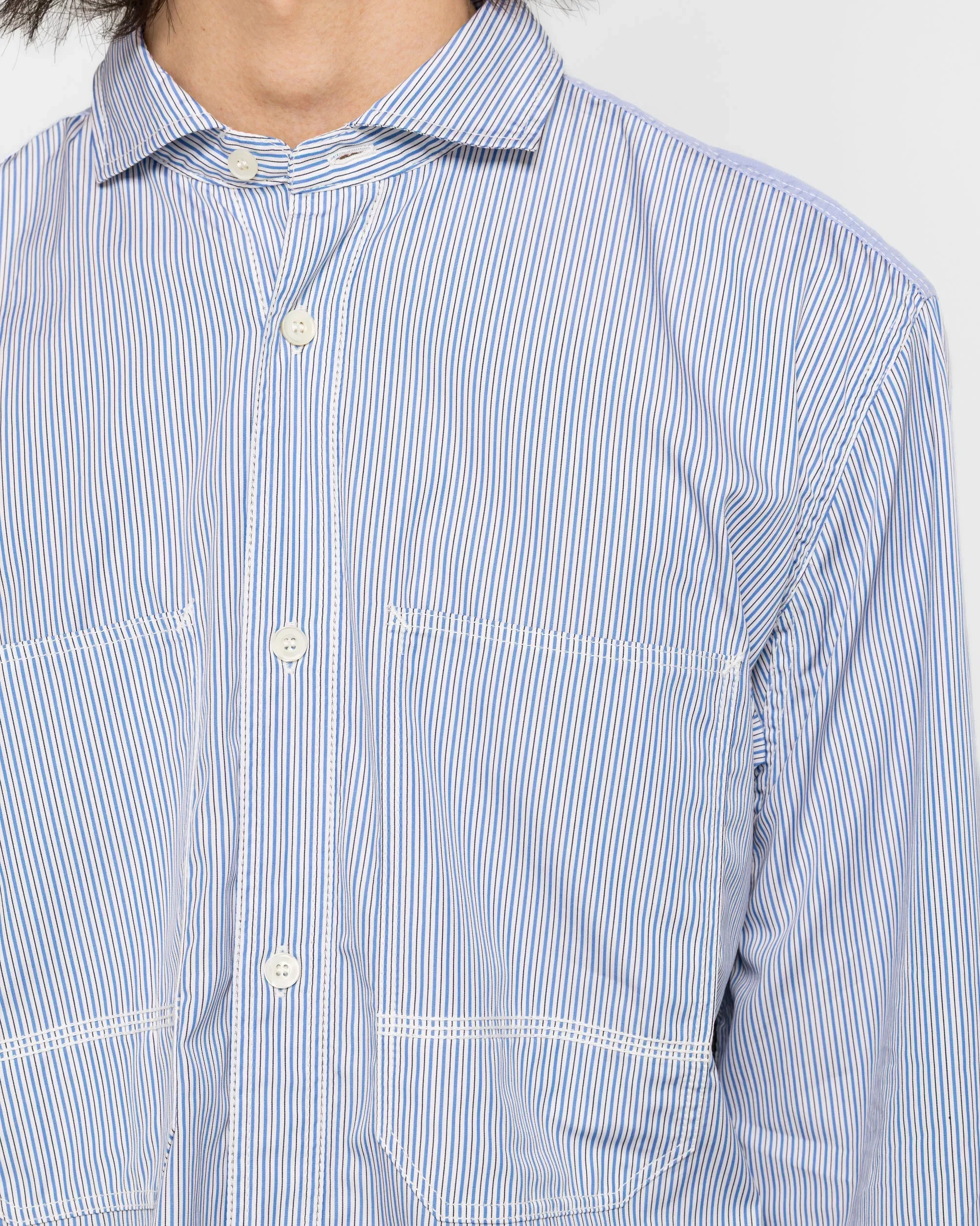 Junya Watanabe MAN Cotton Stripe x Cotton Ripstop Shirt - White/Sax-Navy