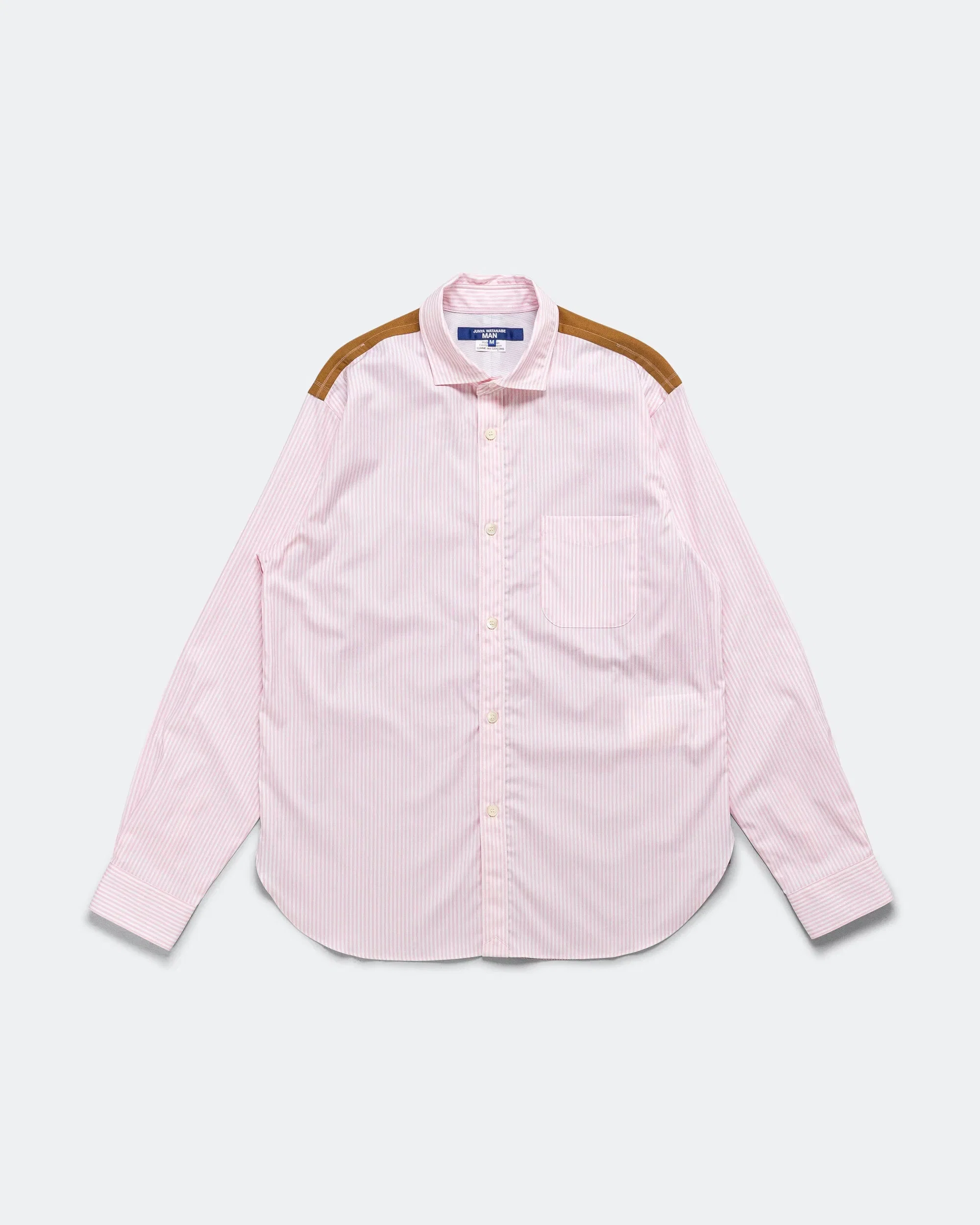 Junya Watanabe MAN Cotton Stripe x Cotton Nylon Check Shirt - White/Pink
