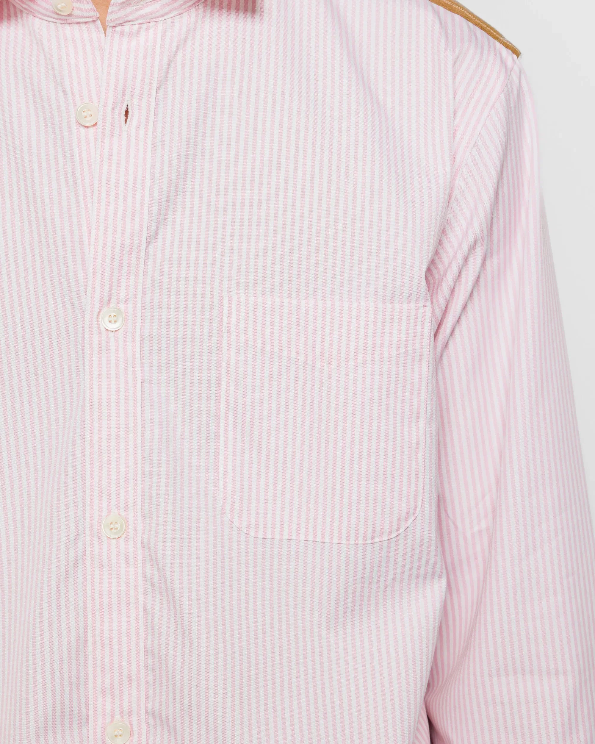 Junya Watanabe MAN Cotton Stripe x Cotton Nylon Check Shirt - White/Pink