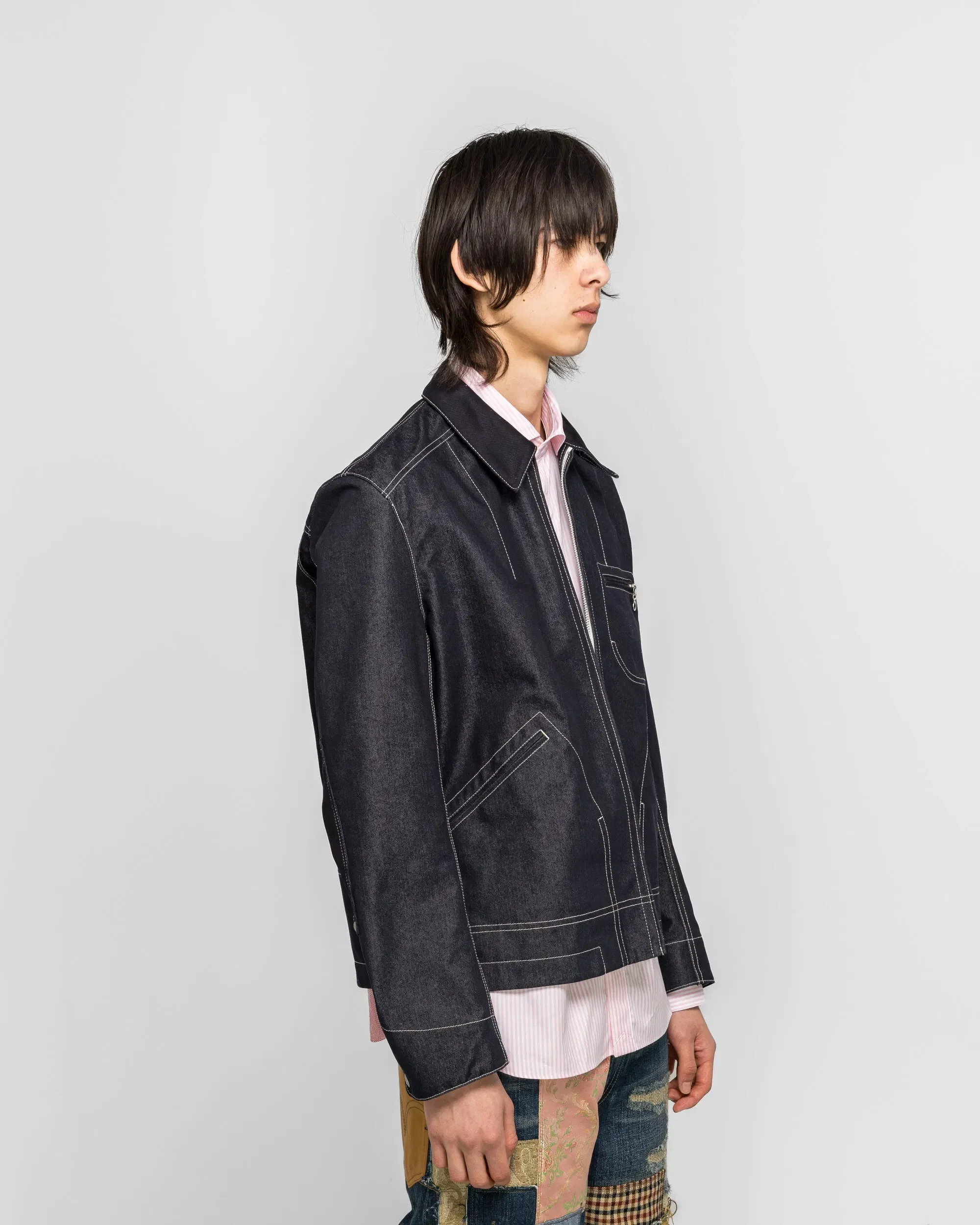 Junya Watanabe MAN Cotton Polyester Reactive-Dyed Denim Jacket - Indigo