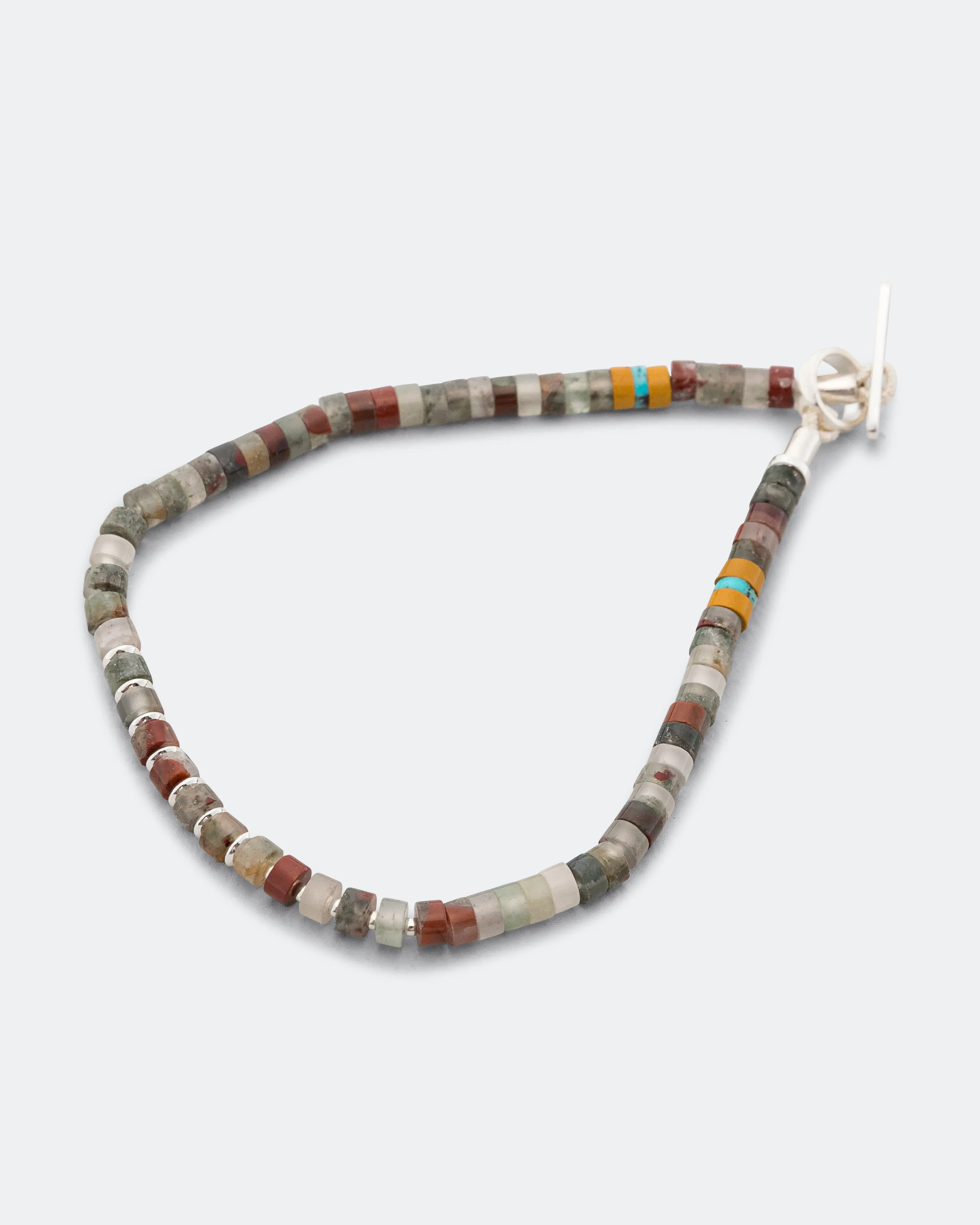 Mikia Silver Heishi Bracelet - African Bloodstone/925 Silver
