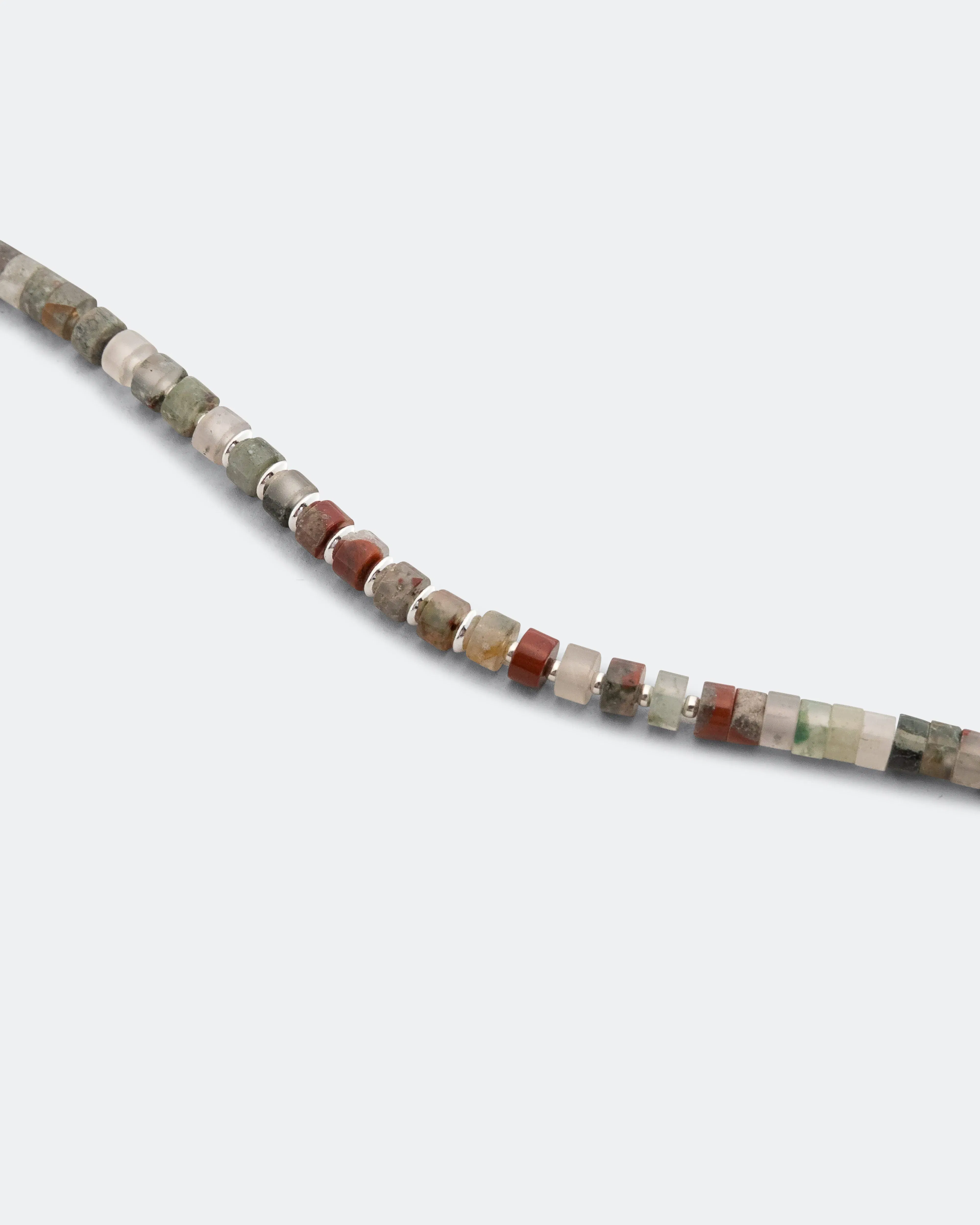 Mikia Silver Heishi Bracelet - African Bloodstone/925 Silver